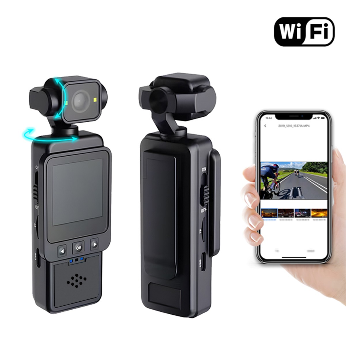 WiFi Pocket Action 1080P Camera 270° Rotation Vlog Camera Handheld DV Sports Cam