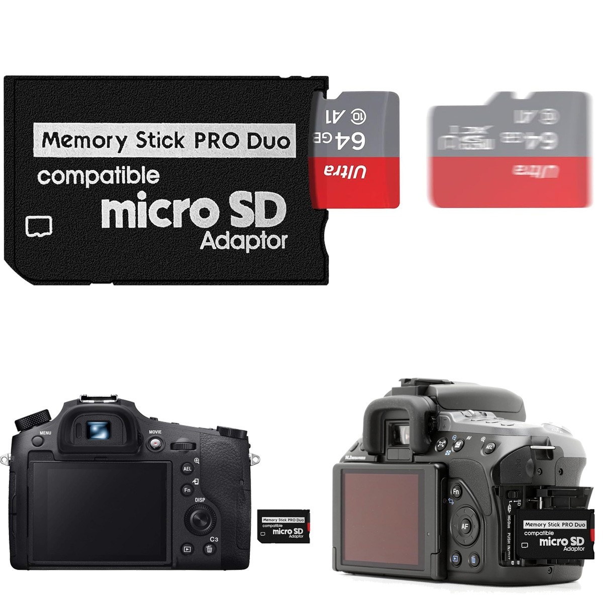10-20X Memory Stick Pro Duo Adapter For SONY PSP Micro SD SDHC TF Card Converter