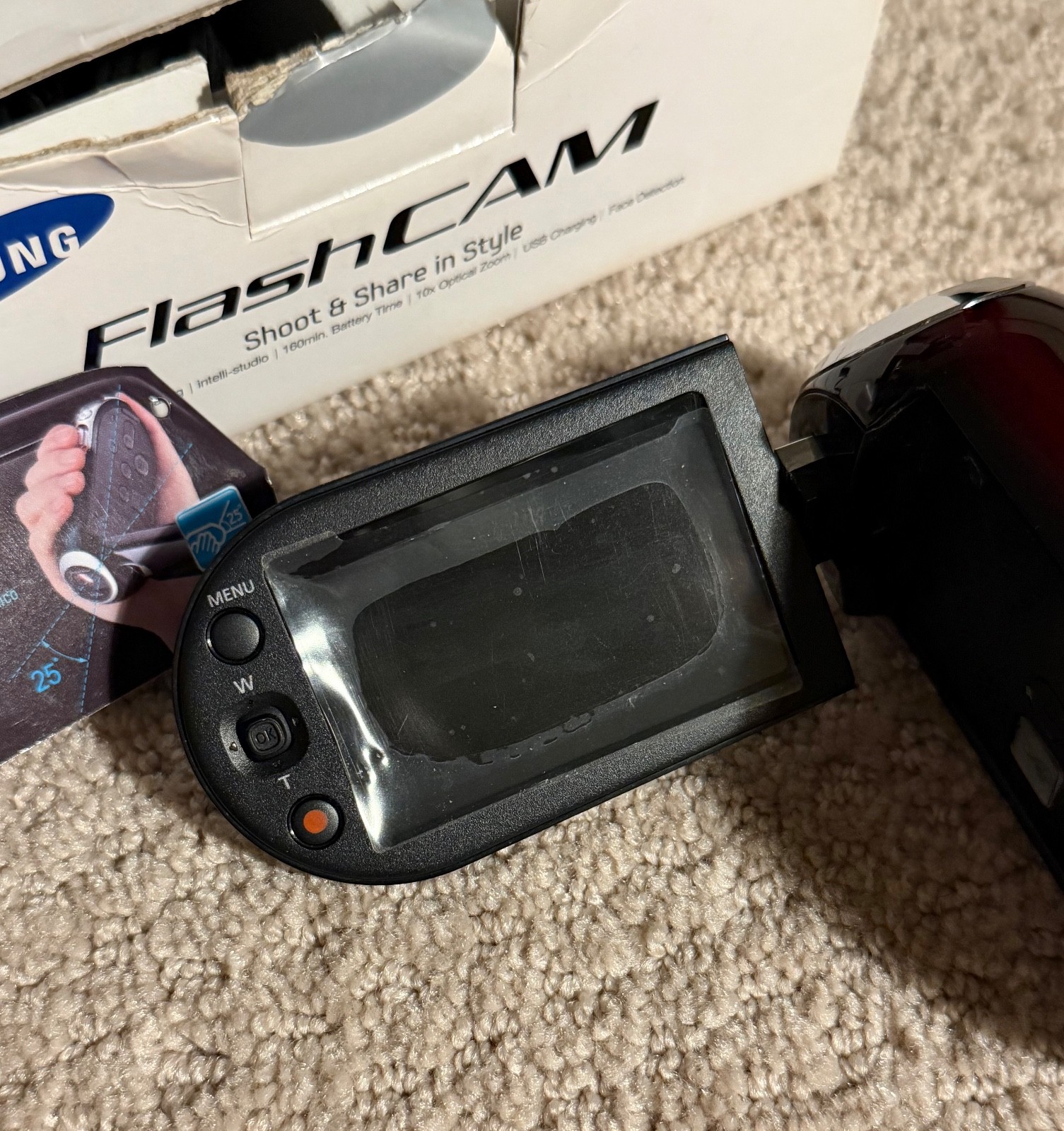 Samsung FlashCAM SMX-C10RN Red Digital Camcorder 10x Zoom w/ Box READ NO Charger