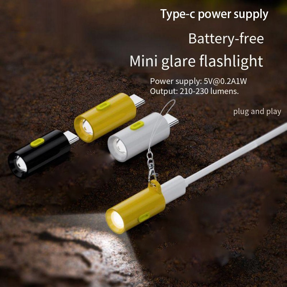 Compact USB C LED Flashlight for Chargers and Smartphones Portable Light
