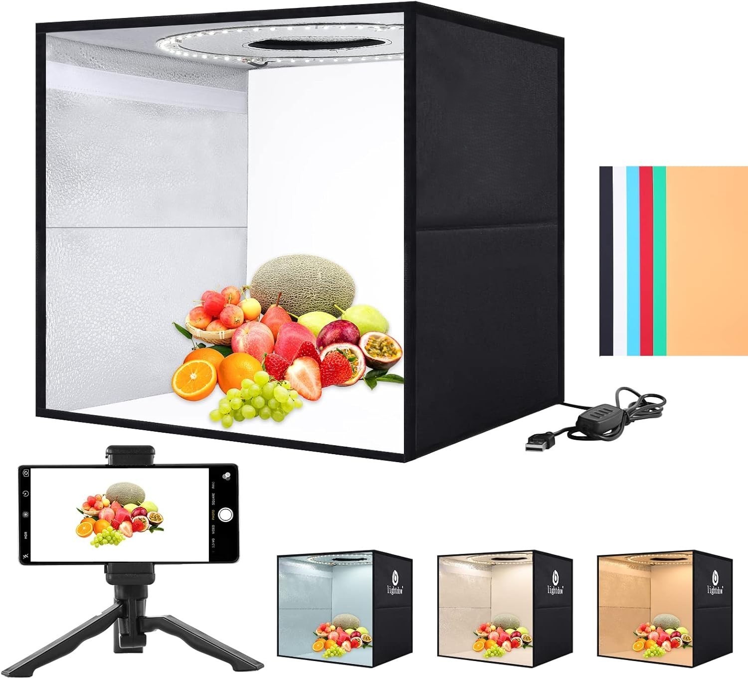 12″x12″x12″ Photo Studio Light Box Photography, Desktop Tripod & 120 LED(CRI95)