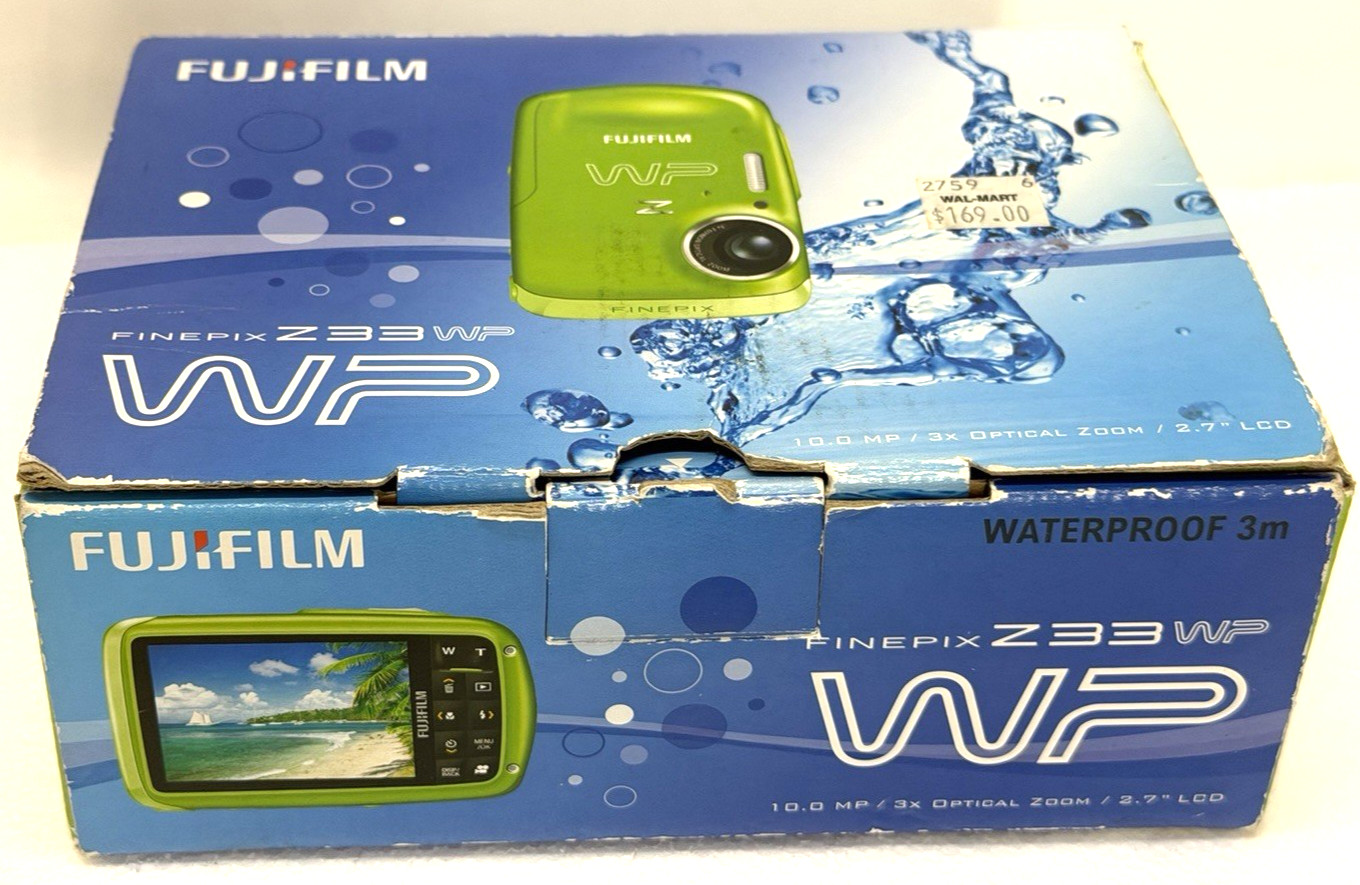 Fujifilm FinePix Z33WP 10.0MP Digital Camera Green Waterproof Bundle Tested