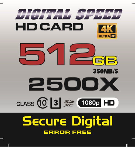 Digital Speed Memory 512GB 2500X Professional High Speed 350MB/s Error Free (SDH