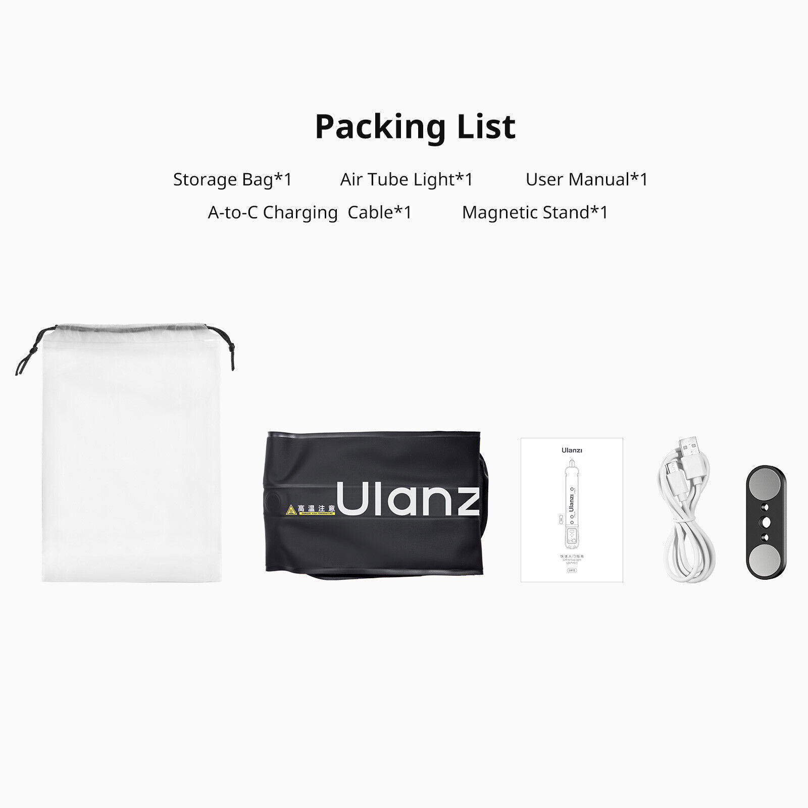 Ulanzi UA20 20W trachea light air cushion LED video light, two-color 2700K-6500K