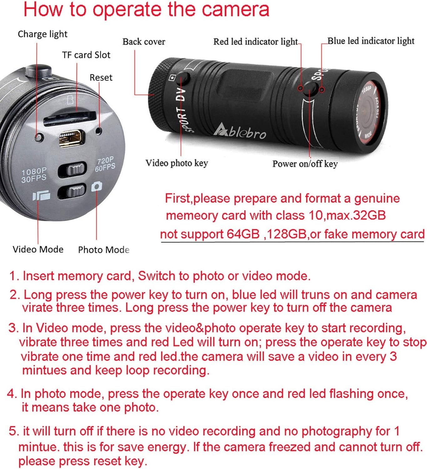 Shotgun Camera,1080P Full HD Sports Action Video Camera for Clay Sh… Fast Ship
