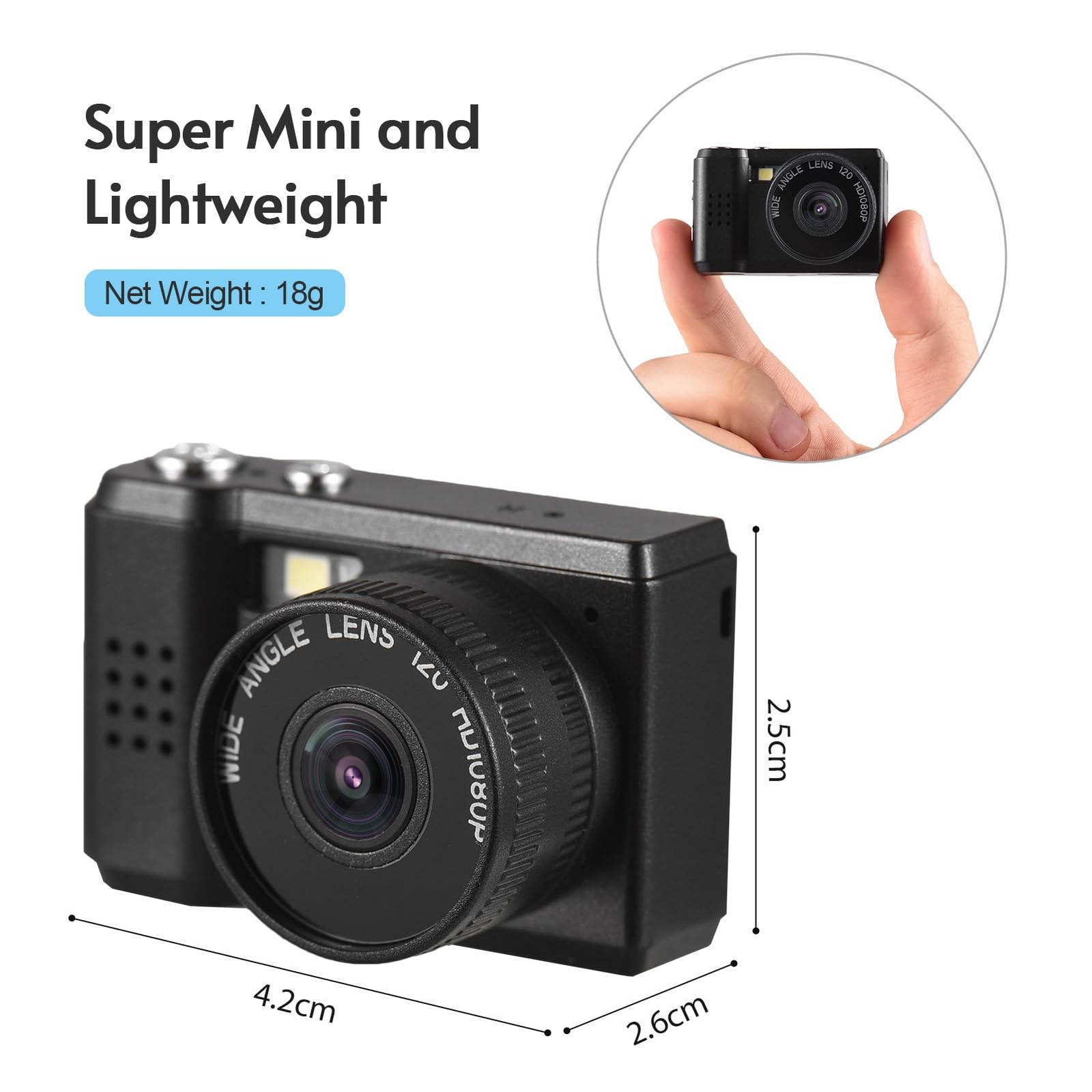 Mini 18g Digital Camera 1080P Video LCD Screen Built in Flash and Filters