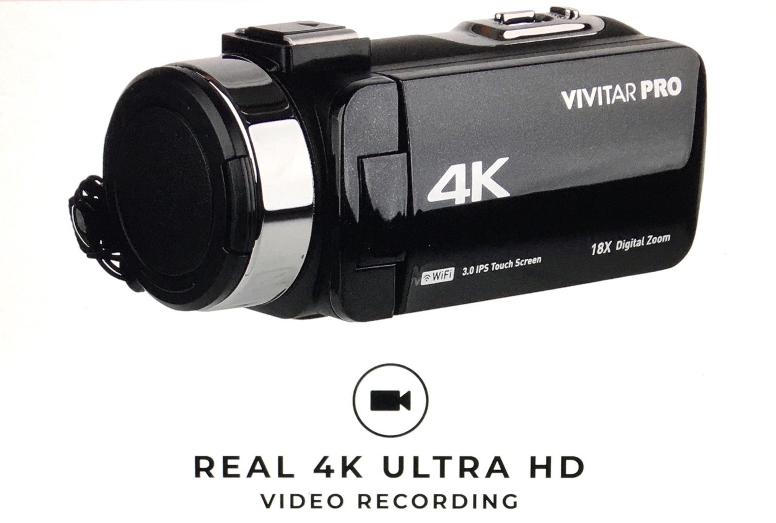 VIVITAR 4K Video Camera, Wi-Fi HD Camcorder, 3″ IPS Touchscreen, W/Night Vision.