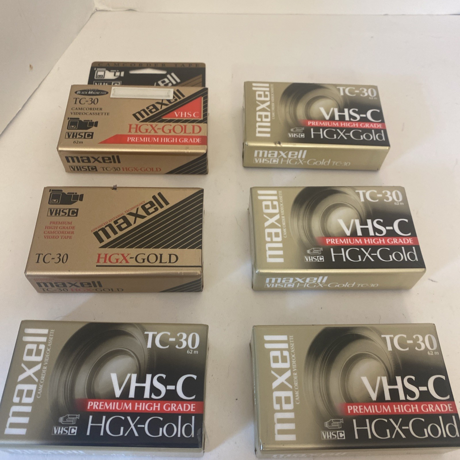 Lot of 6 Maxell VHS-C HGX-Gold TC-30 Premium High Grade Blank Camcorder Tapes