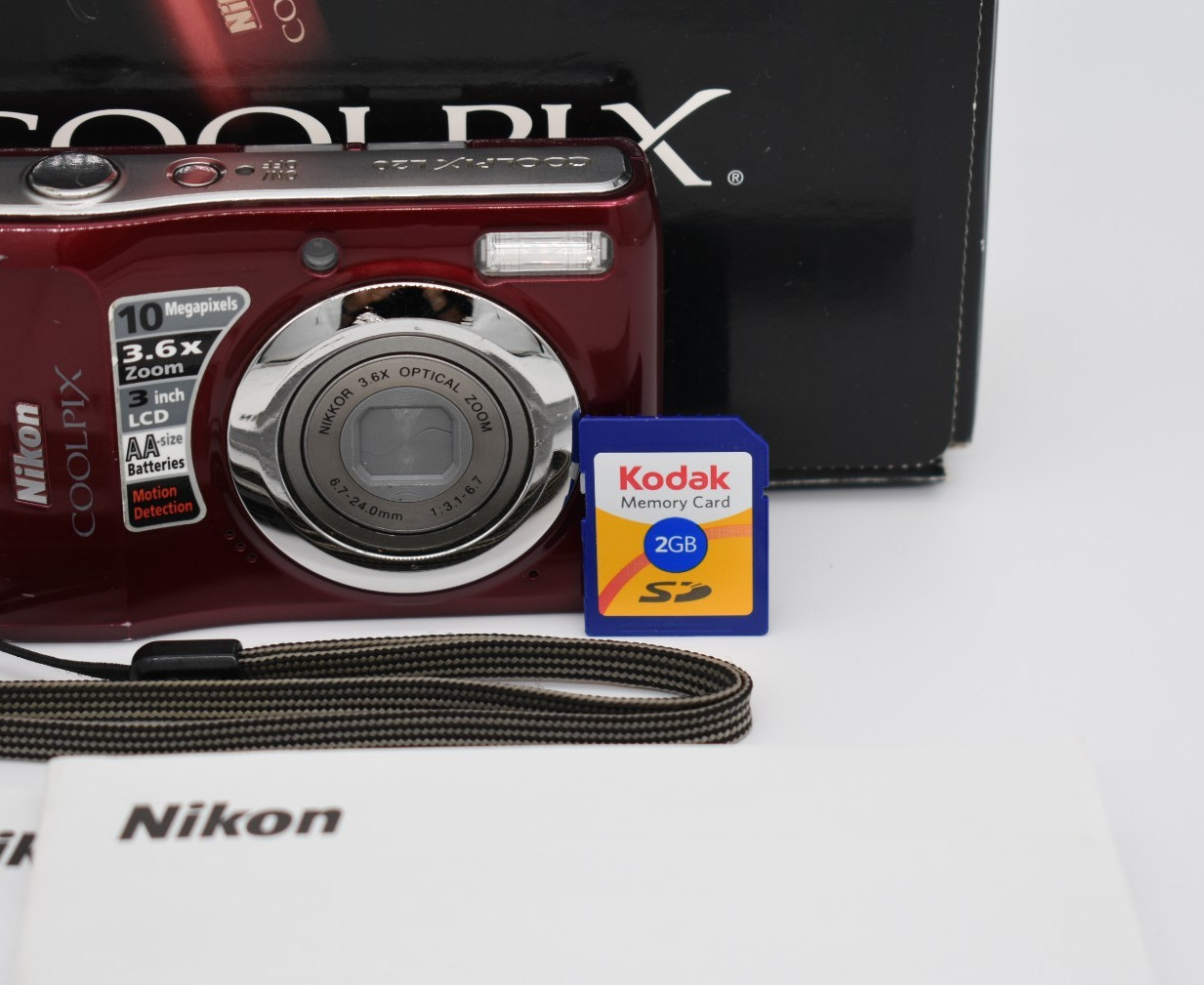 Nikon Digital Camera Coolpix L20 10.1MP Red Bundle – Tested Fully Functional ✅