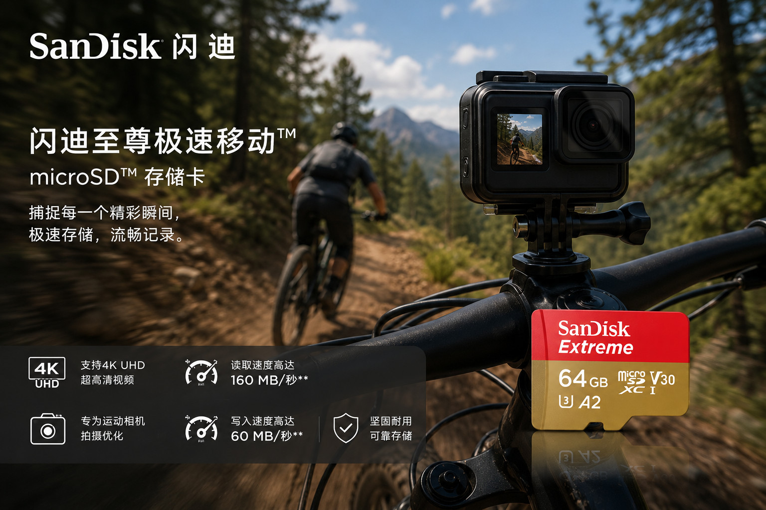 2X SANDISK 64GB Extreme micro SD Memory Card with Adapter