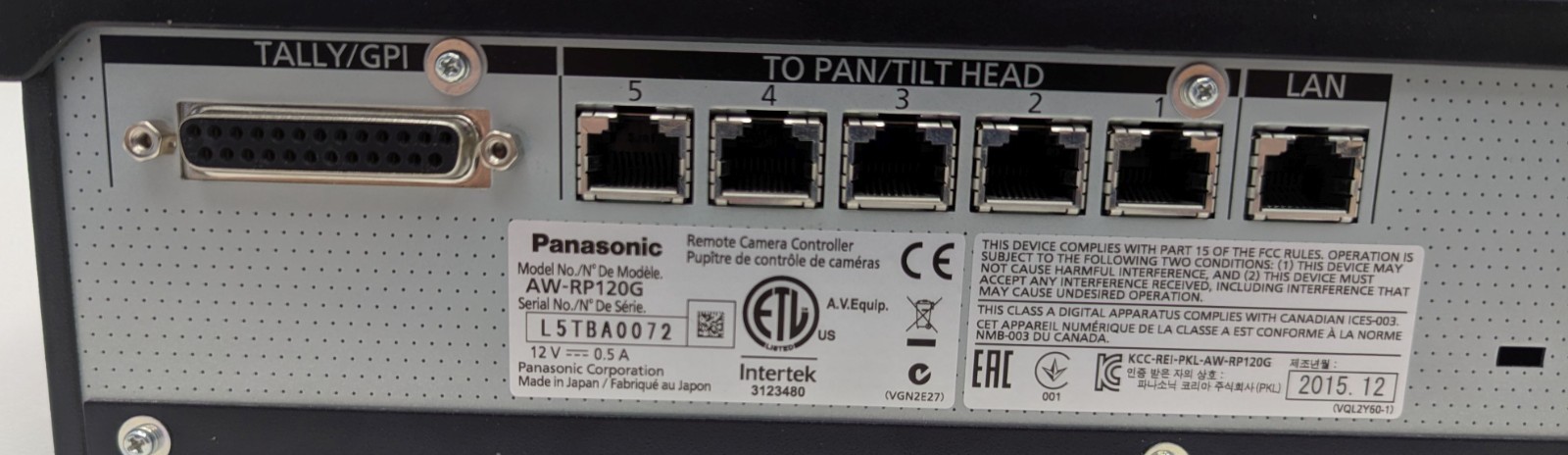 Panasonic AW-RP120G Remote PTZ IP Network Camera Controller – *No Power, AS-IS*