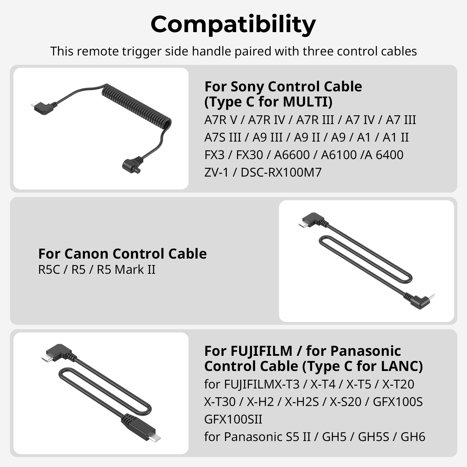 SmallRig Threaded Side Handle&Record Start/Stop Remote Trigger 3 Control Cable