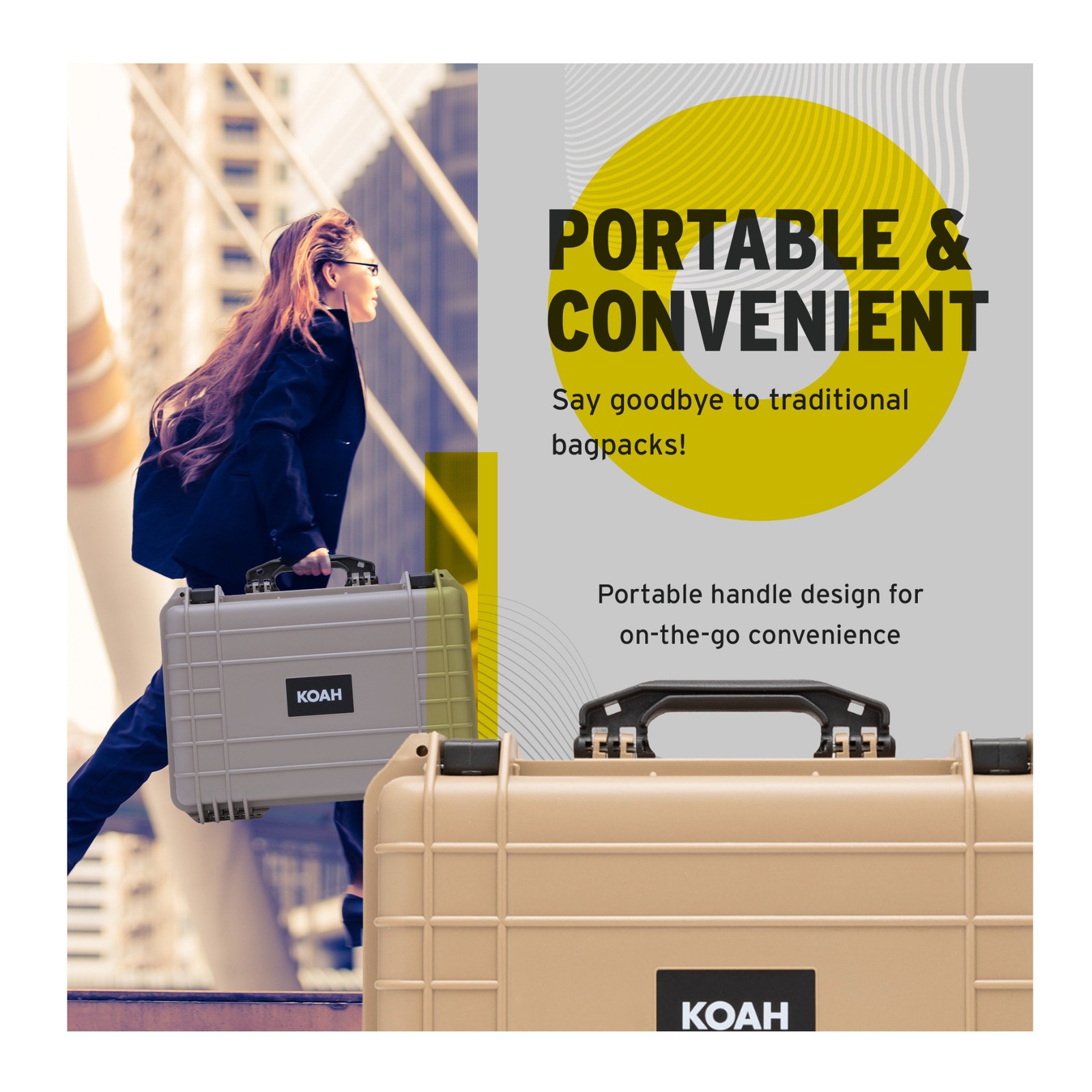 Koah Weatherproof Hard Case Customizable Foam 18 x 14 x 7 In (Tan)