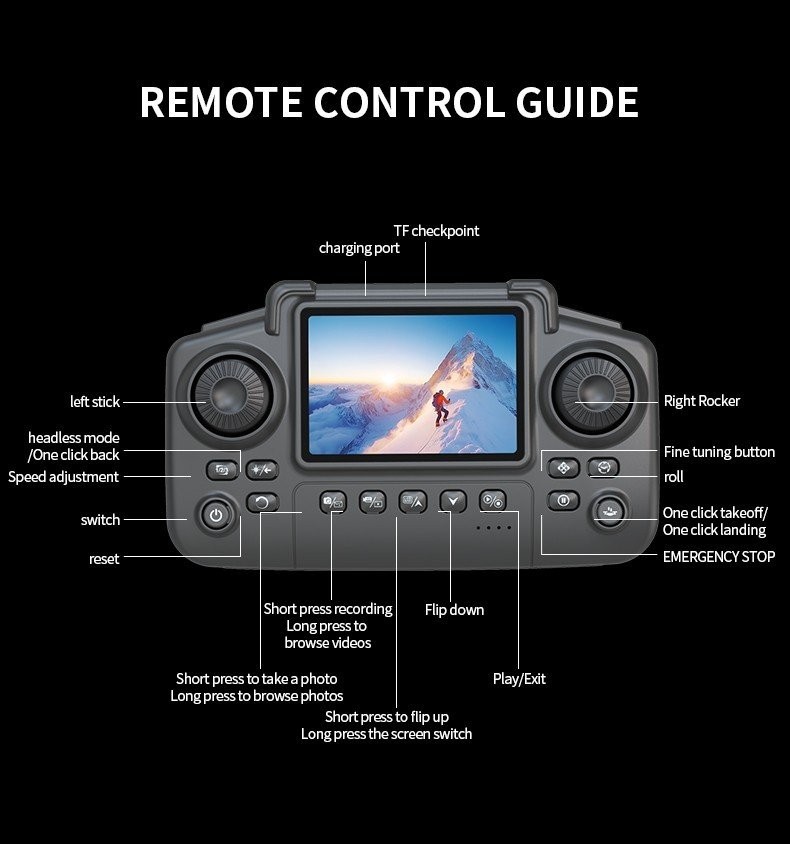4K HD Drone Dual Camera WiFi FPV Foldable Quadcopter RC with Screen Remote