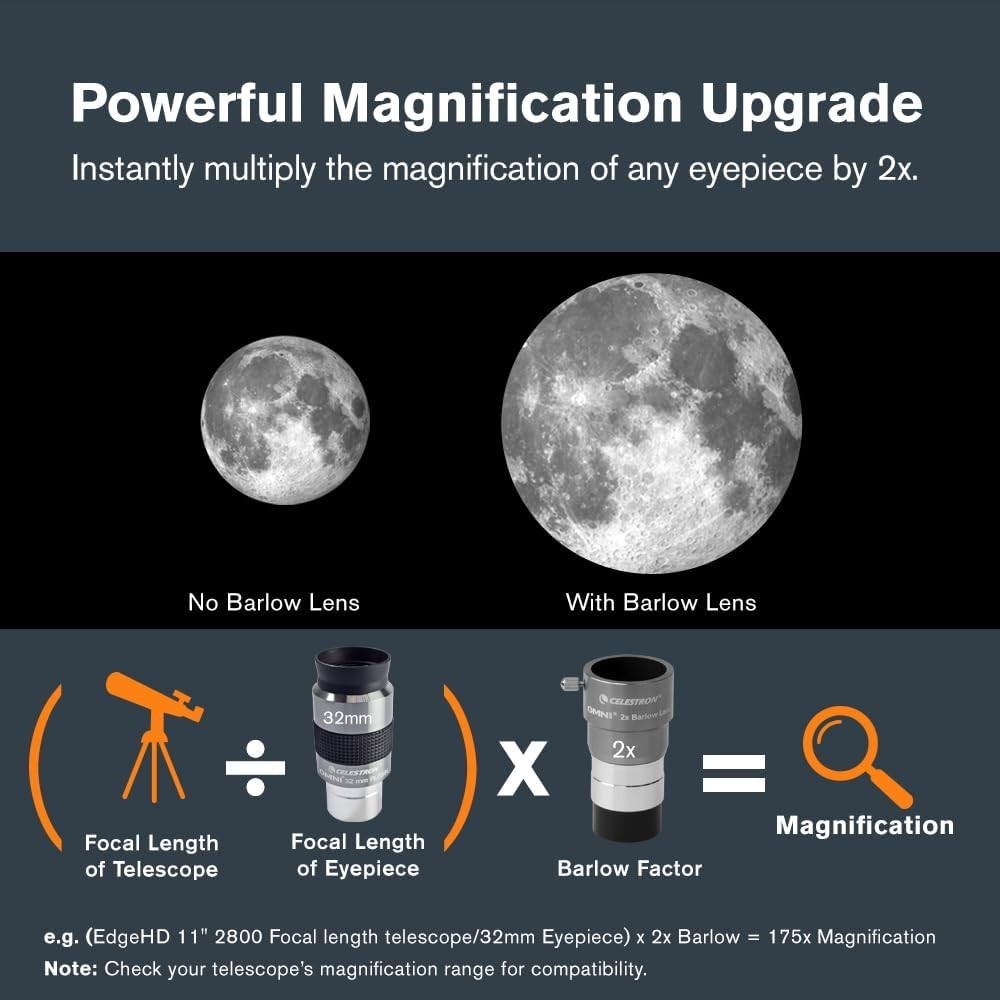 Fully Multi-coated 2X Barlow Lens for Telescopes