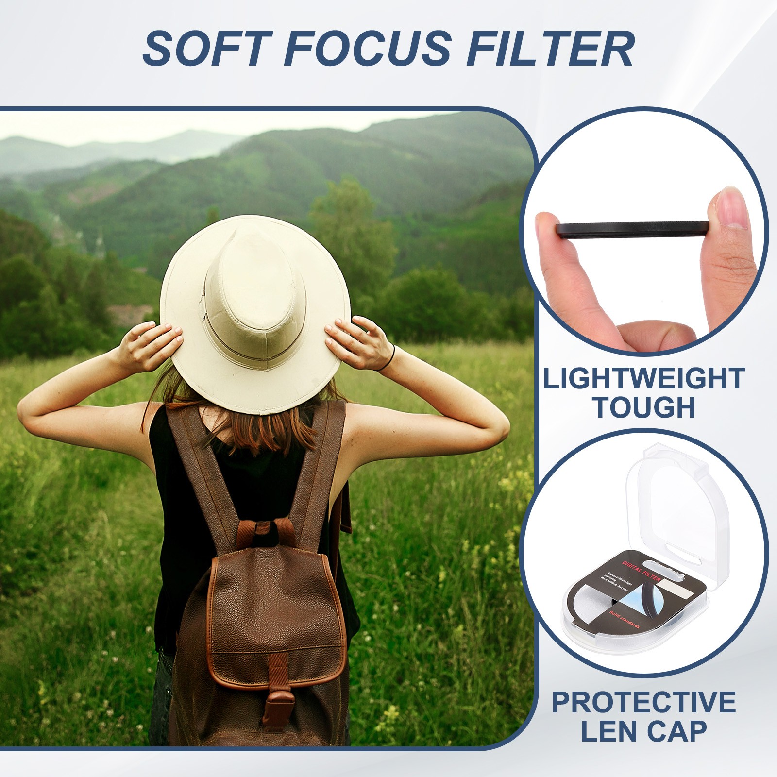 52mm Mist Filter Soft Diffusion Filter Fog Effect Camera Lens Black