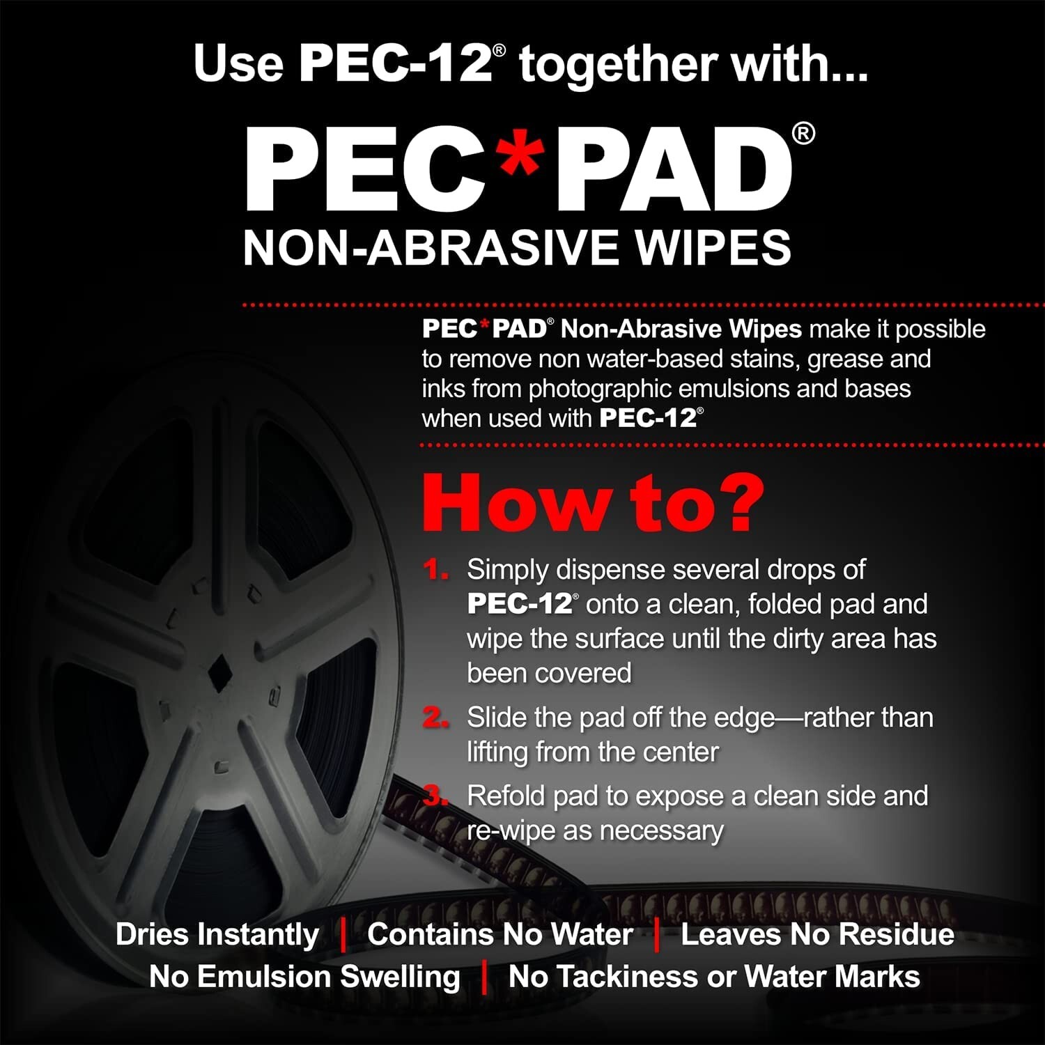 2PK PEC-PAD Lint Free Wipes 4”x4” 100PK -Non-Abrasive Cleaning Cloth for Cameras