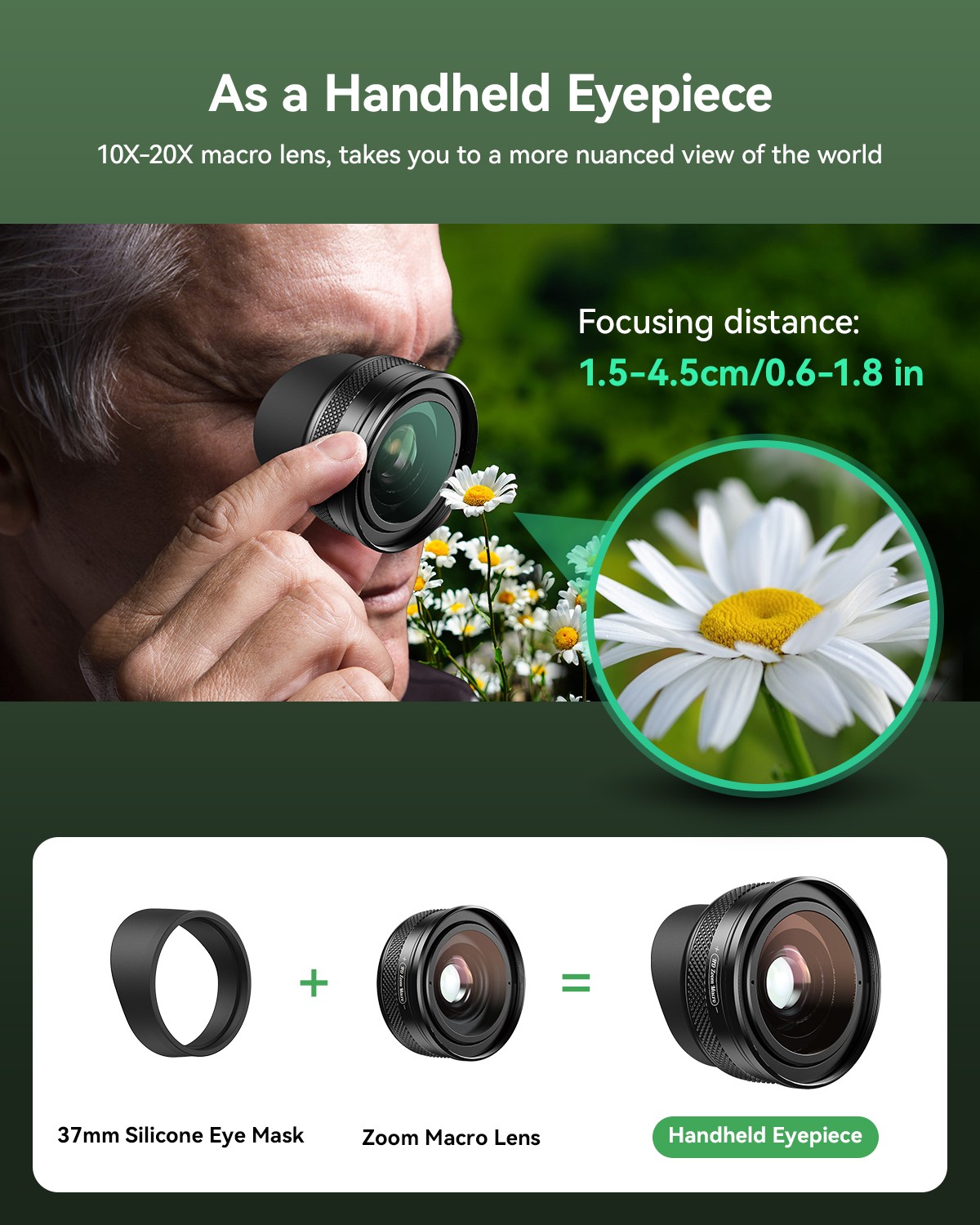 Apexel 10-20X Macro Lens for Smartphones with Universal Clip
