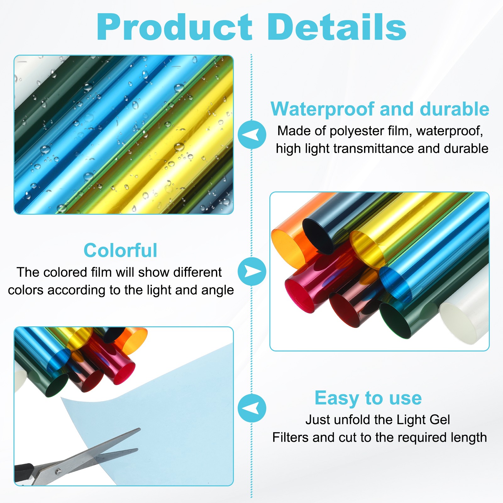 Gel Color Filter Paper PVC Film 40x50cm Sky Blue for Photo Studio