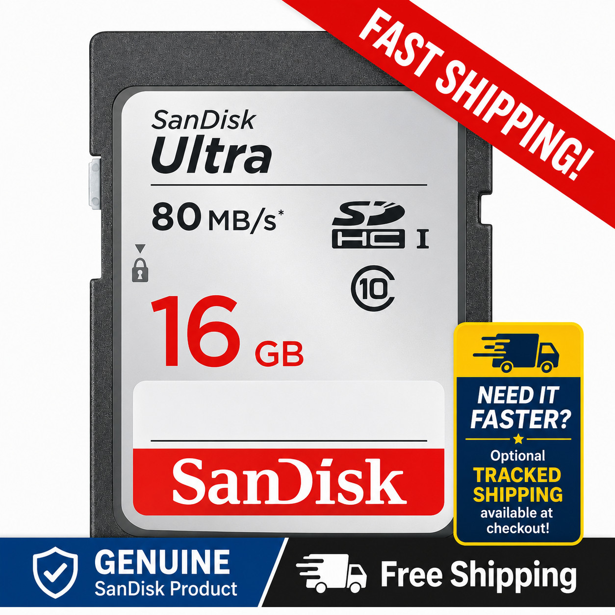 SanDisk Ultra 16GB 80MB/s SD SDHC SDSDUNC Camera Card 10 Genuine OEM Fast Ship