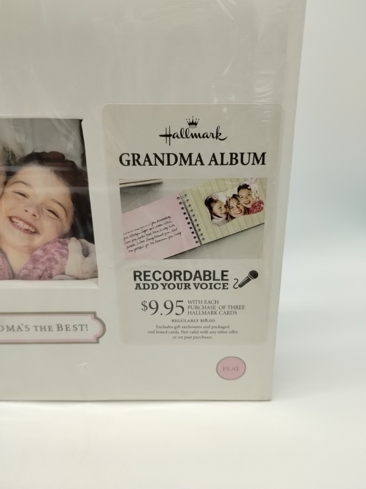 Hallmark Grandma Album Photo Voice Recordable Green Plaid Pink Ribbon