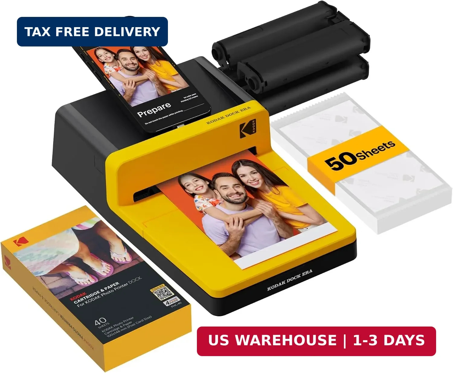 KODAK Dock Era 4×6” Desktop Photo Printer, 50 Sheets, Docking & Bluetooth Smart