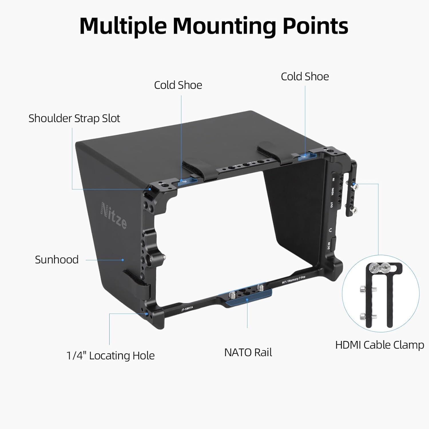 Nitze JT-SB01B Monitor Cage Kit with Sunhood for Shimbol M7 Memory 7 Pro Monitor