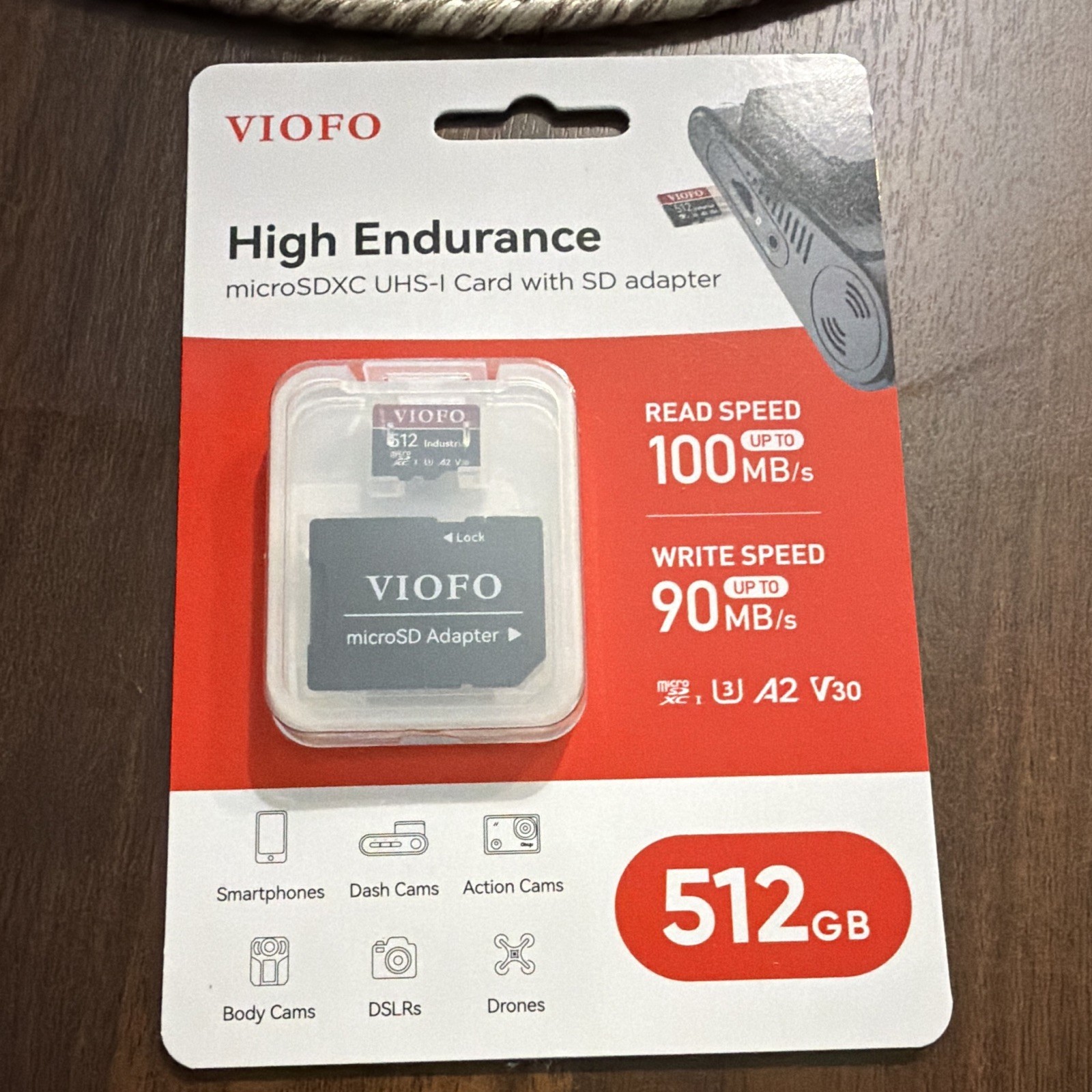 VIOFO High Endurance 512GB microSDXC UHS-I Card U3 V30 A2 w/ SD Adapter