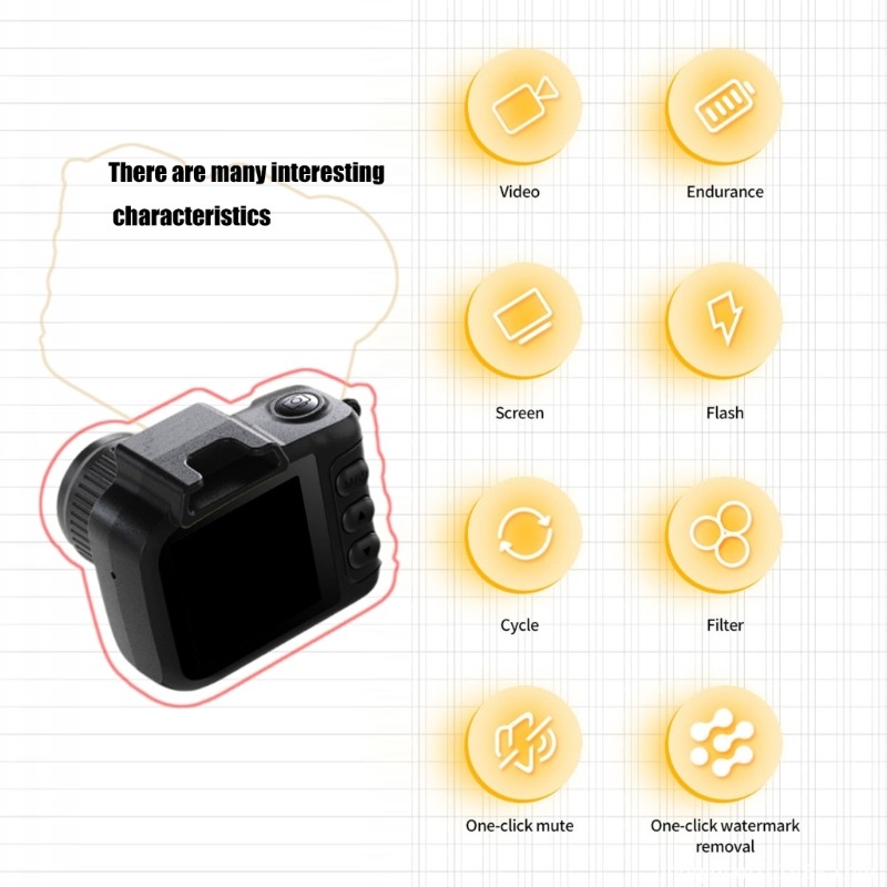 Video Recorder 1.3Inch LCD Screen Retro Camera 6 Vintage Filter 1080P Resolution