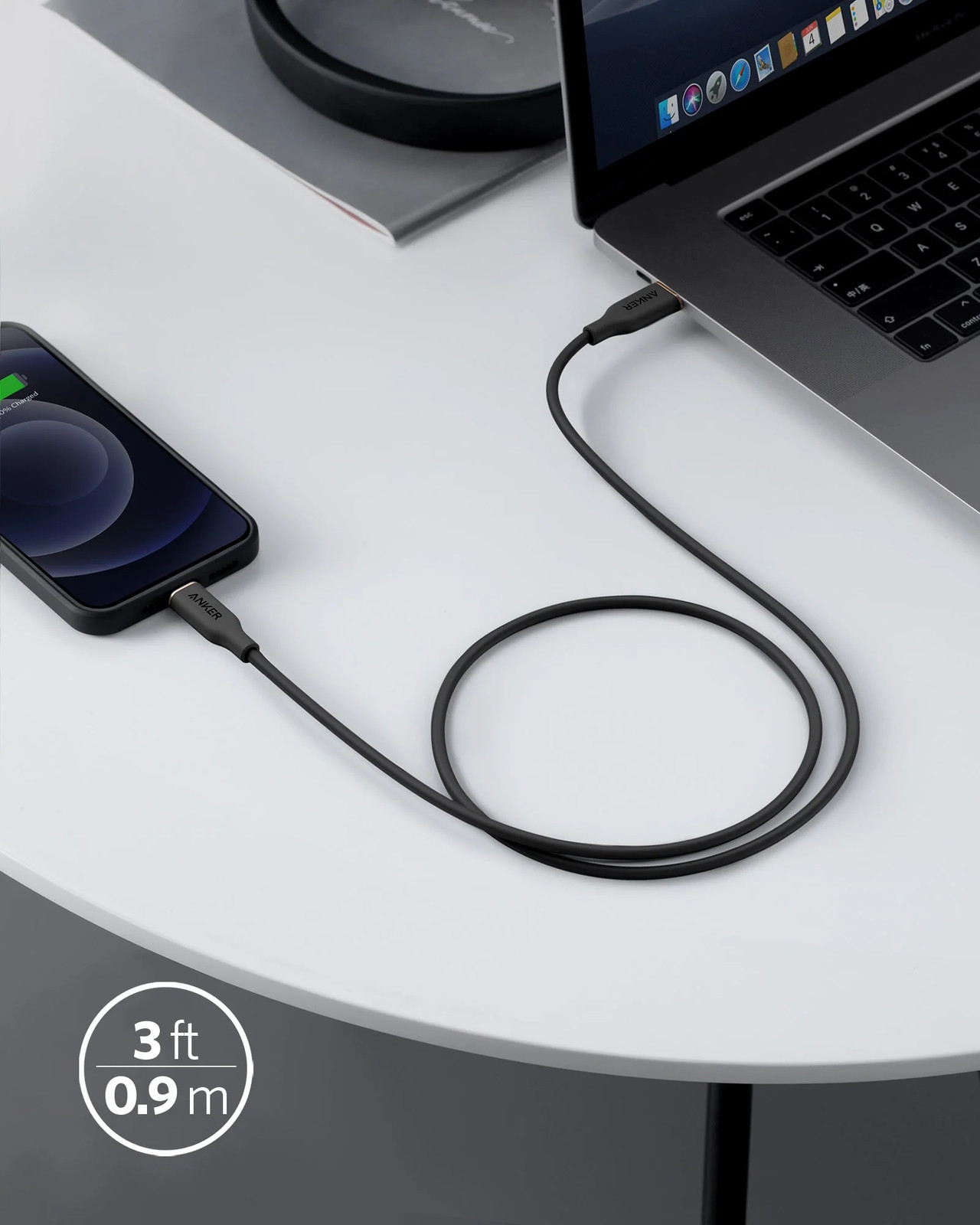 Anker b641/b USB-C to Lightning Cable (Flow, 3 ft Silicone)