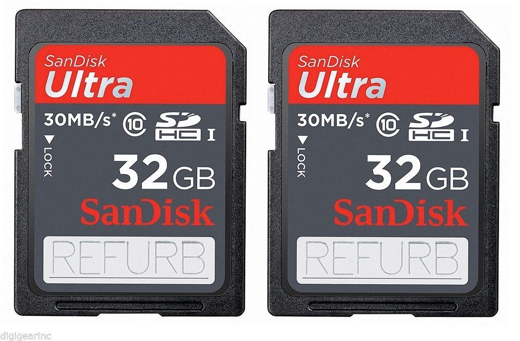 Lot 2 x 32GB = 64GB SanDisk Ultra SD C10 Memory Card for GoPro Hero 2 Factory