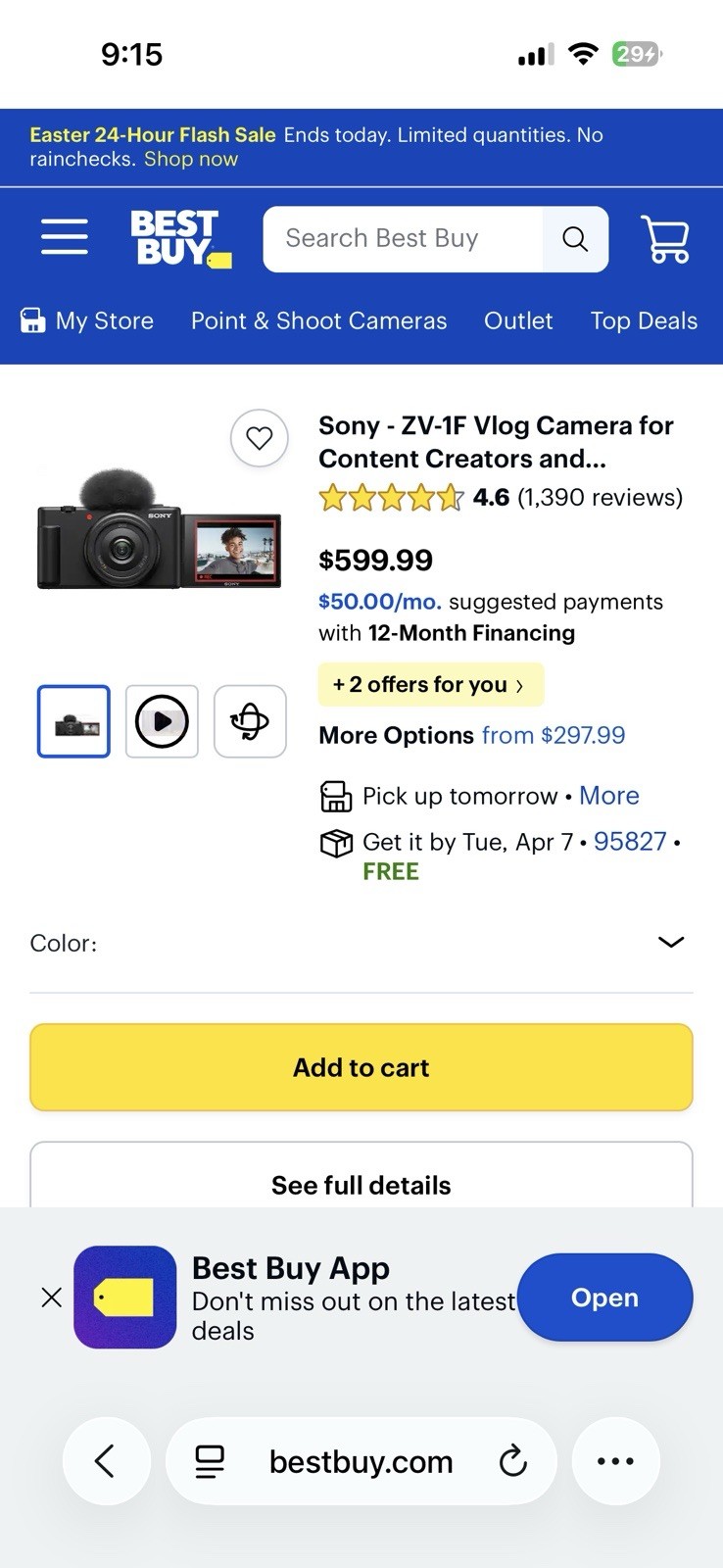 Sony ZV-1F 20.1MP 4K f/2 Vlogging Digital Camera – Black