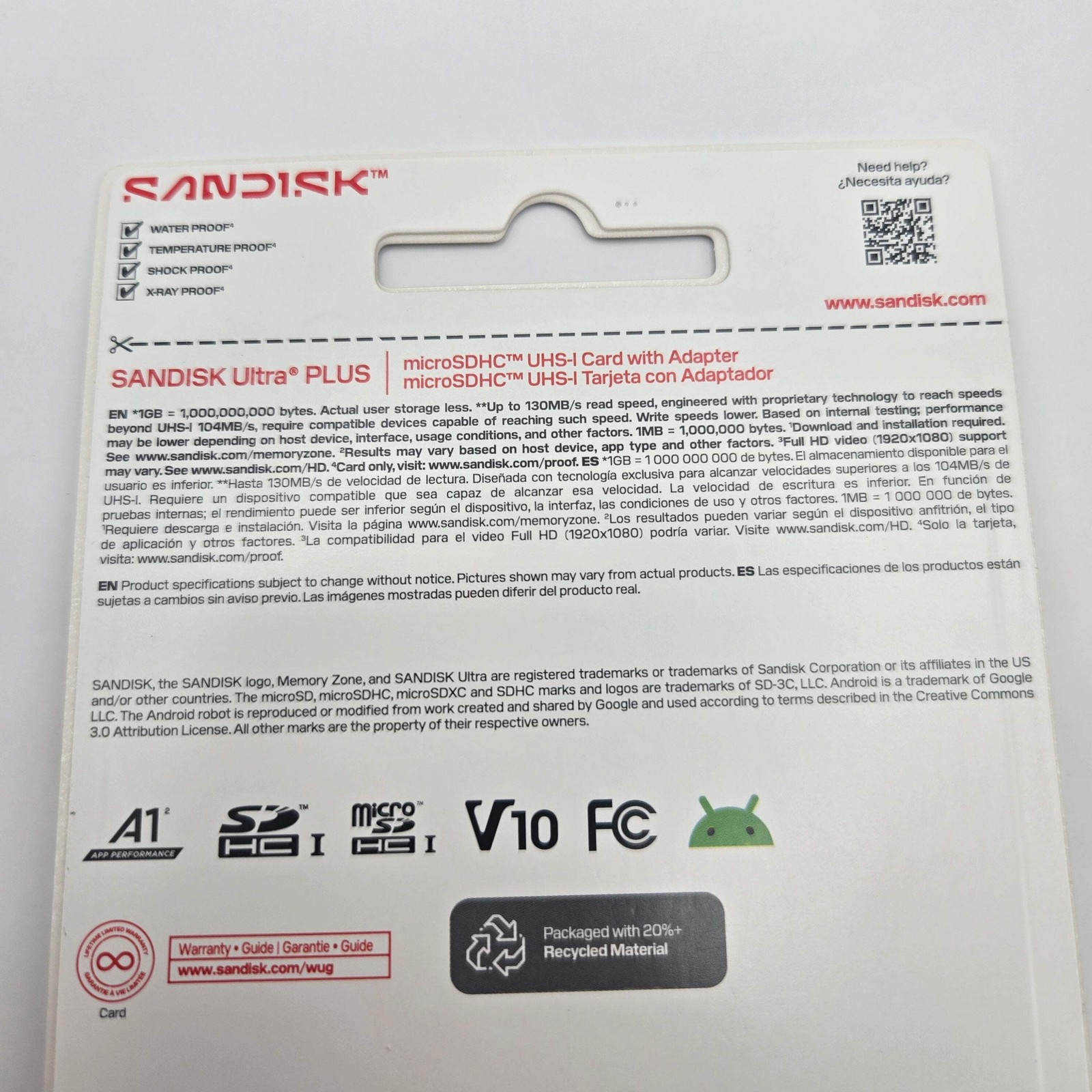 NEW SanDisk Ultra Plus 32GB 130 MB/s UHS-1 MicroSDHC Card with Adapter