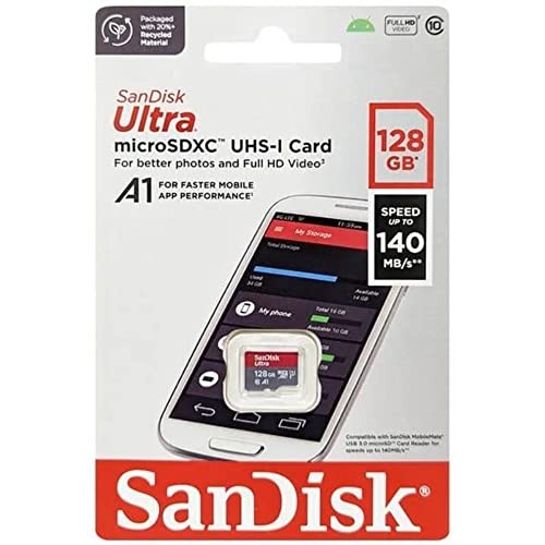 Ultra microSDXC UHS-I Memory Card – Up to 140 MB/s, C10, U1, Full HD, 128GB