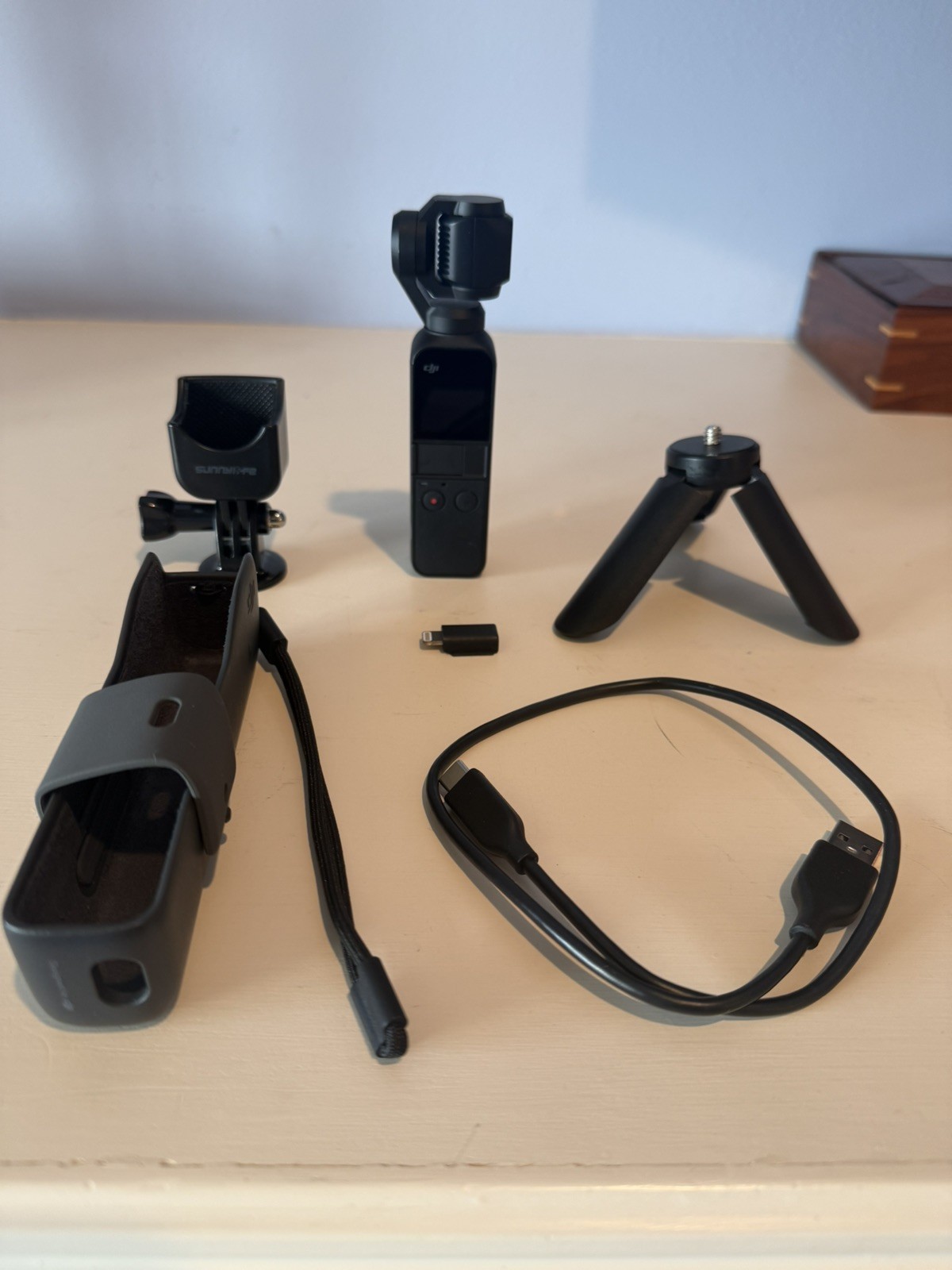 DJI Osmo Pocket 1 Gimbal Camera 4k w/case, tripod, cradle and adapter mount