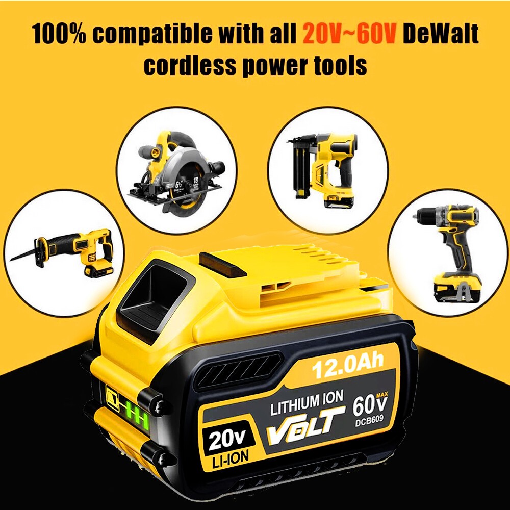 12.0Ah For DEWALT FLEXVOLT DCB609 20V/60V MAX Lithium-lon Battery DCB606 DCB612