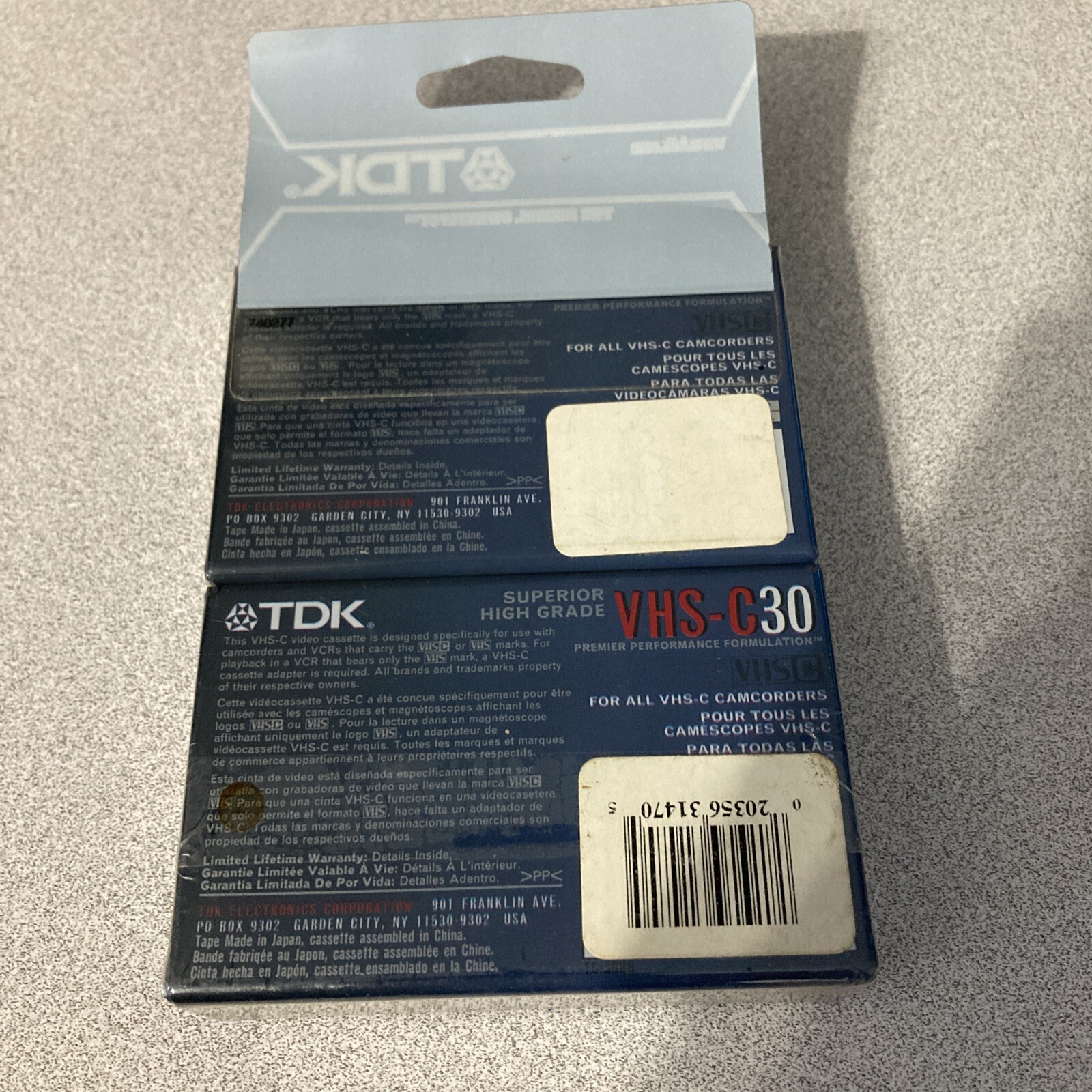 VHS-C Blank Tapes Unopened Compact 2 Pack Extra High Grade TDK For Camcorders