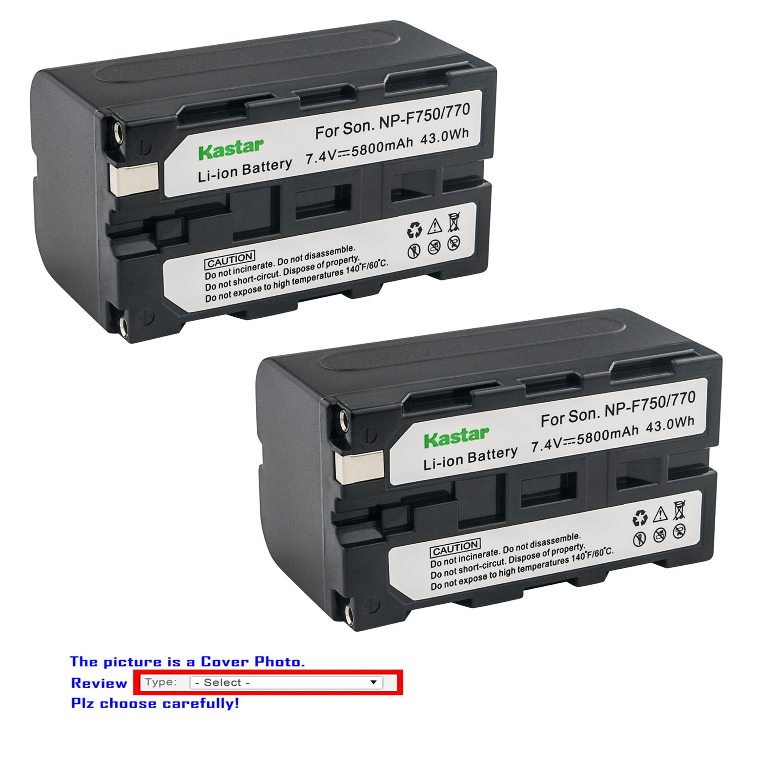 Kastar Battery F770 for Sony NP-F770 NP-F750 NP-F730 NP-F975 NP-F970 NPF960 F950