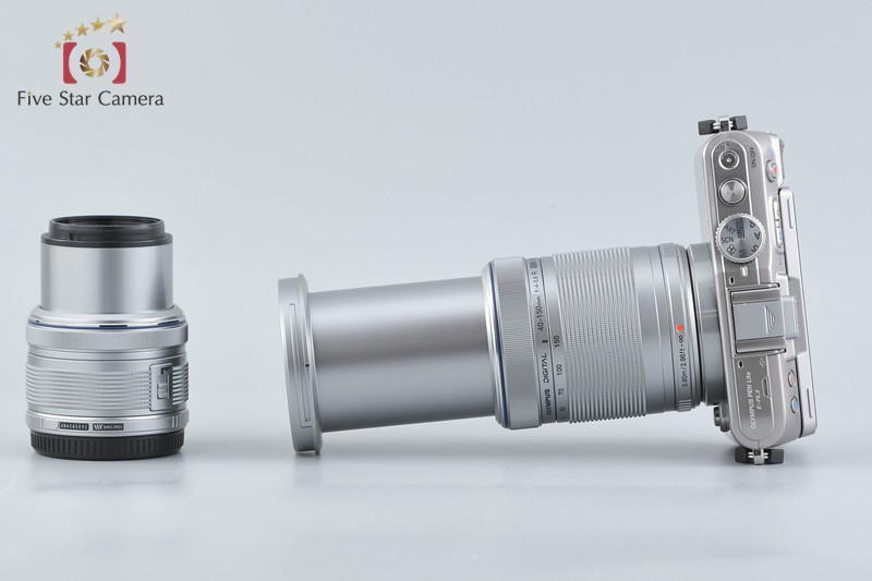 “Shutter count 2,861” Olympus PEN Lite E-PL3 Silver 12.3 MP 14-42 40-150 Lenses