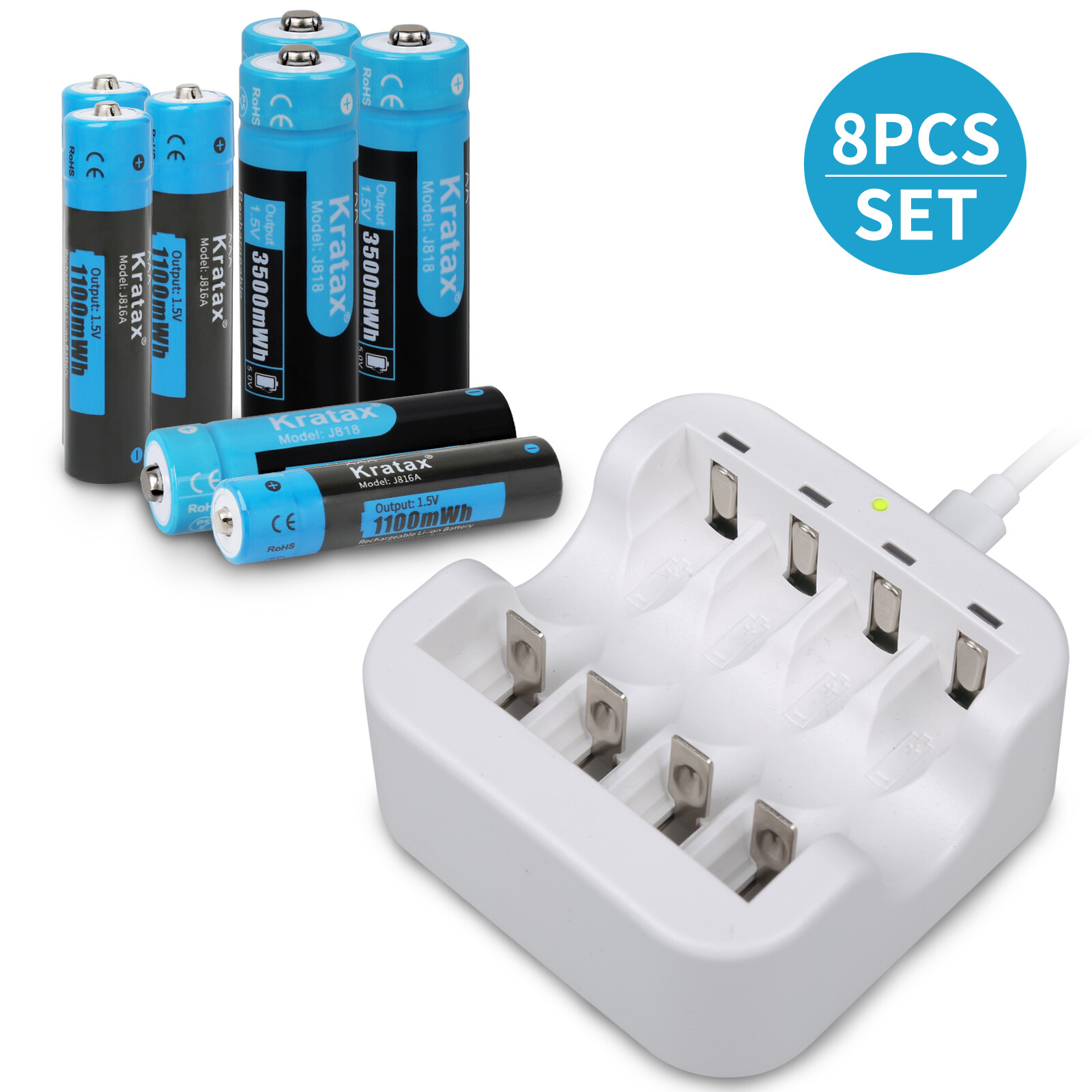 1.5V AA AAA Rechargeable Lithium Batteries with AA/AAA Battery Charger LOT