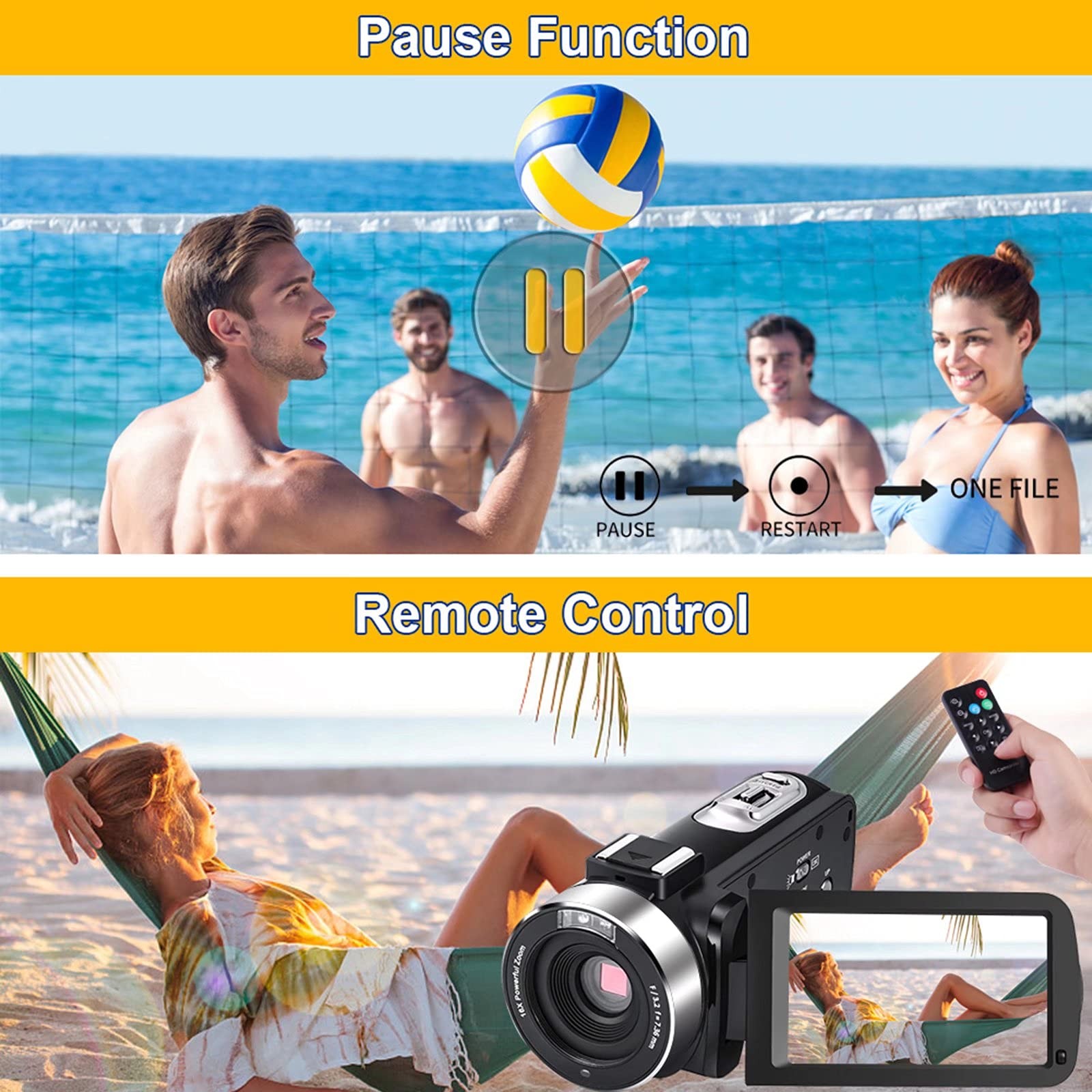 Video Camcorder Full HD 1080P 30FPS 24.0 MP IR Night Vision Vlogging Recorder…