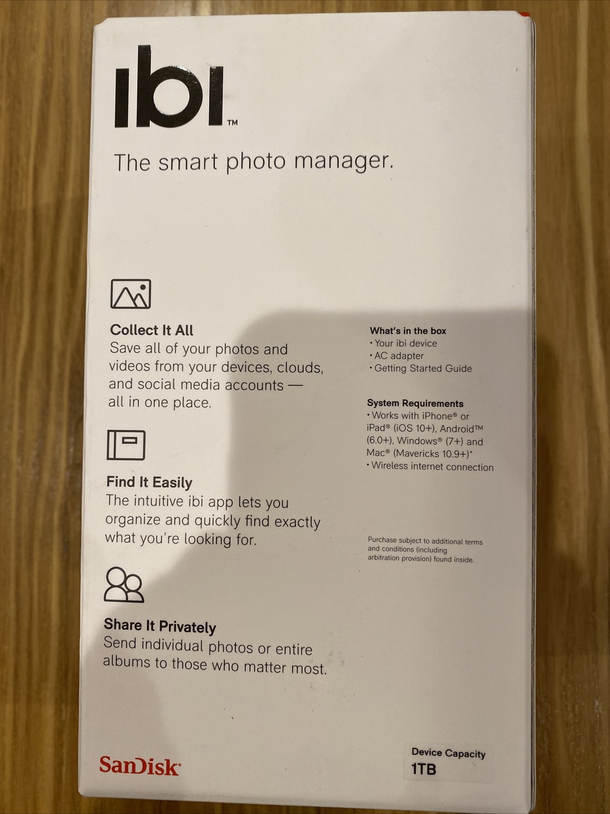 SanDisk ibi 1TB (WDBNHE0010BWT-HESN) Smart Photo Manager, New Sealed