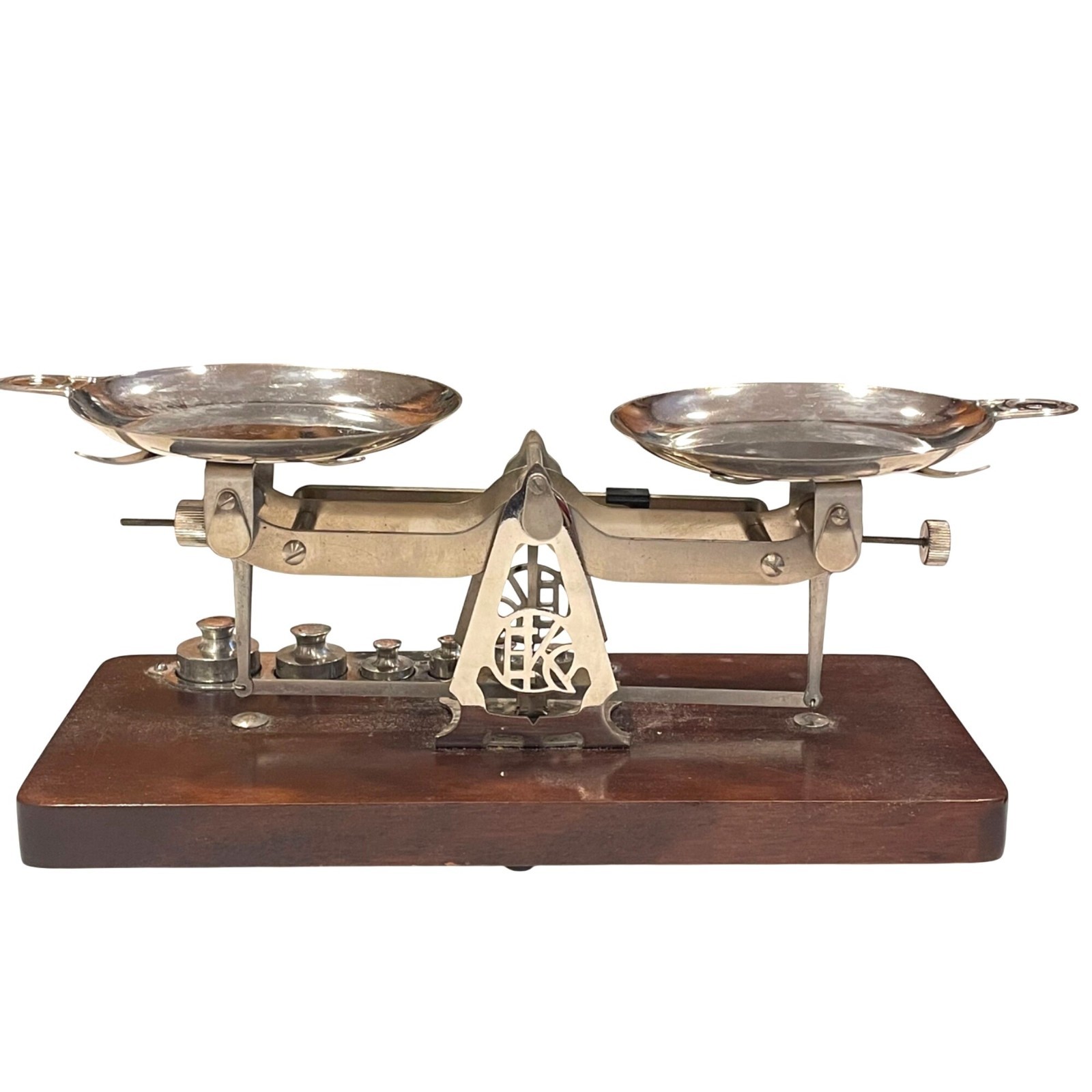 Vintage Eastman Kodak Studio Scale Metal Weights Wood Base Photography Balance