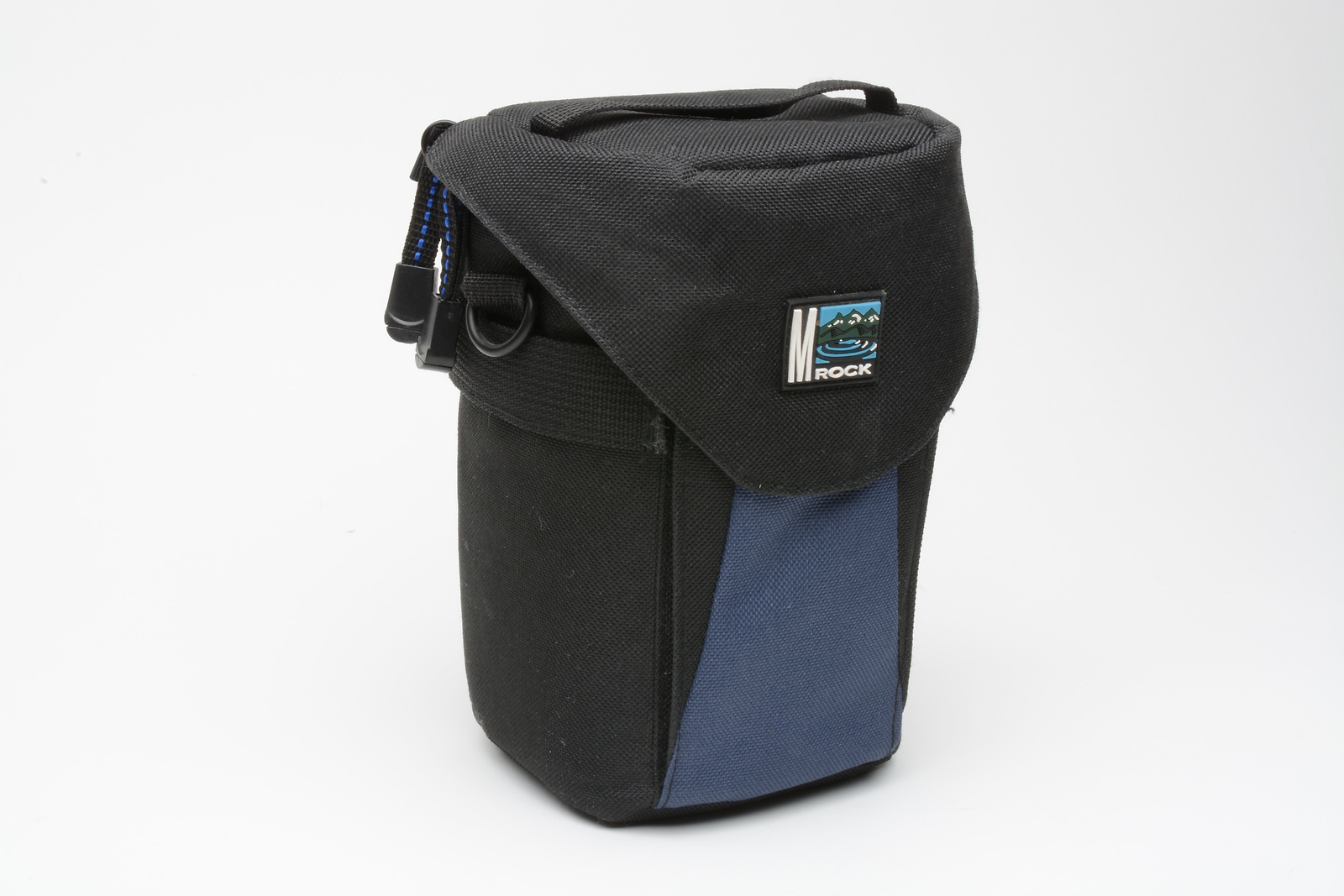 M ROCK padded lens case 7″ tall x 3.5″ in diameter, Black/Blue, nice quality