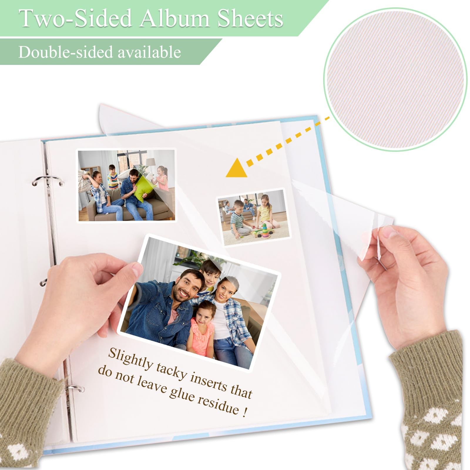 11 x 9 Inch Photo Album Refill Pages,Album Pages for 3 Ring Binder, Self Adhe…