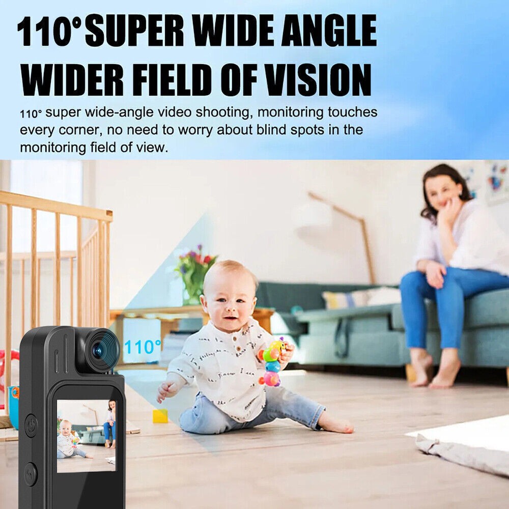 Portable 1080P HD Camcorder Mini Police Body Camera 180° Video DVR IR Night Cam
