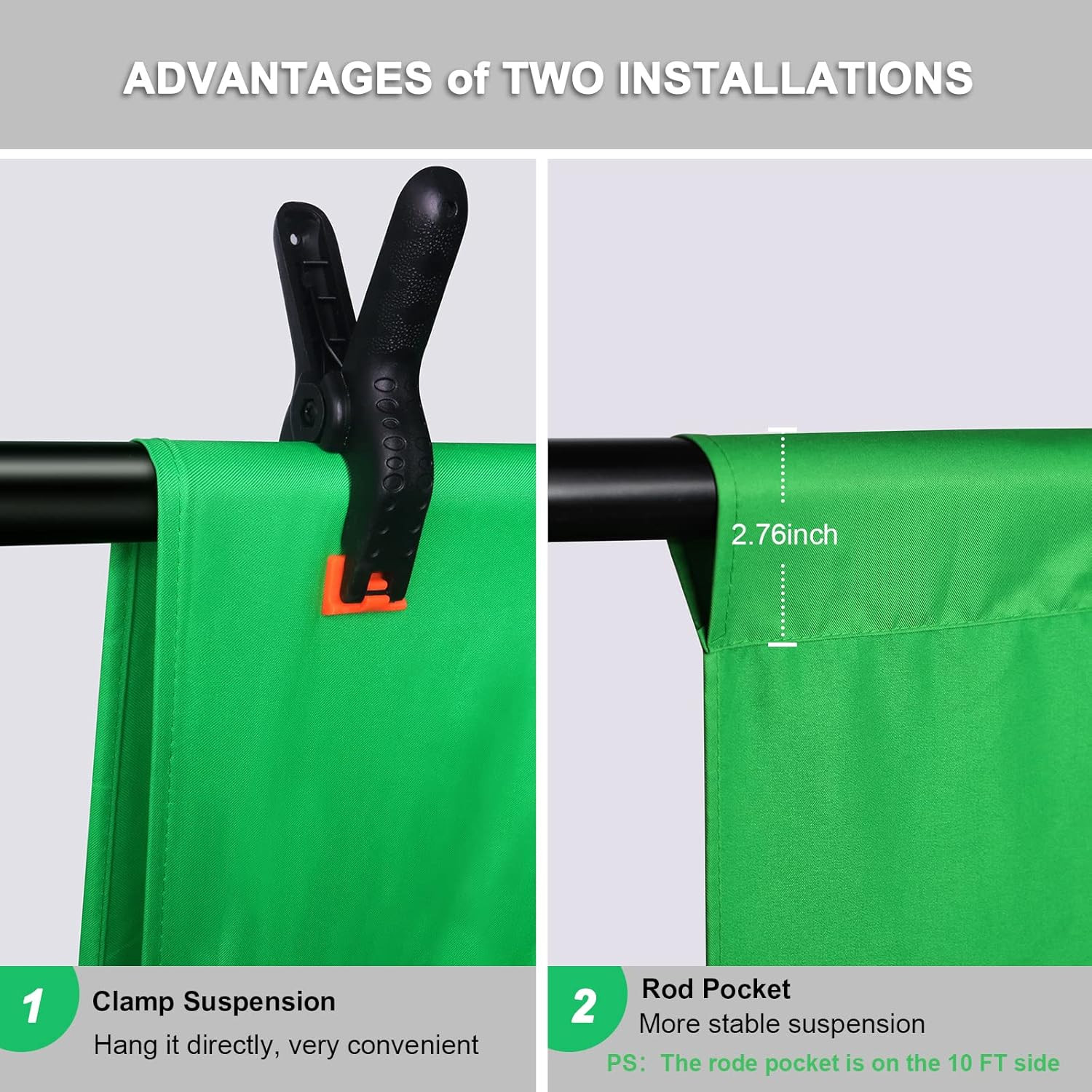 10X12Ft Large Green Screen Backdrop for Photography, Chromakey Green Screen Back