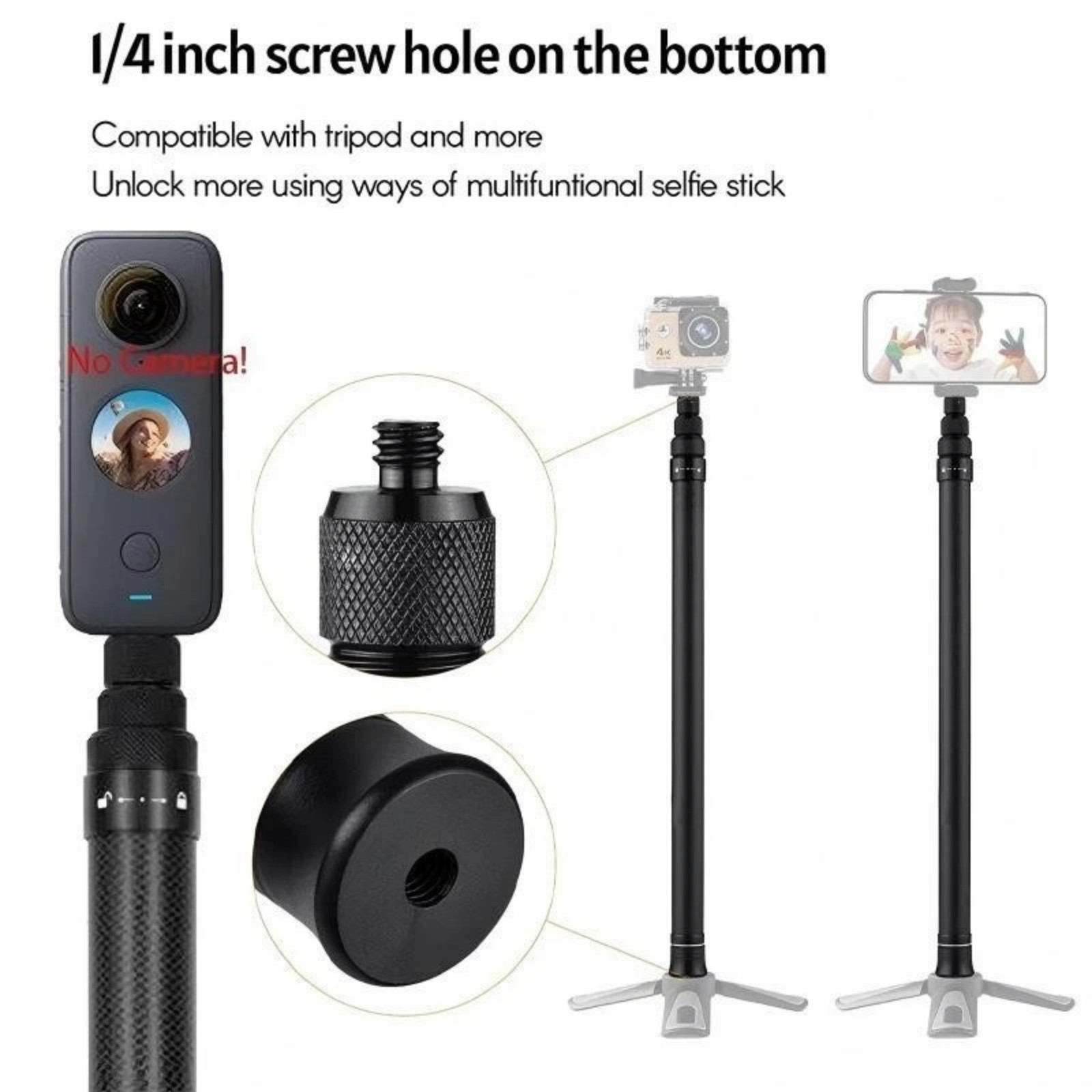 Carbon Fiber 3m Selfie Stick Extend Telescopic Tripod Pole for Insta360 X5 X4 X3