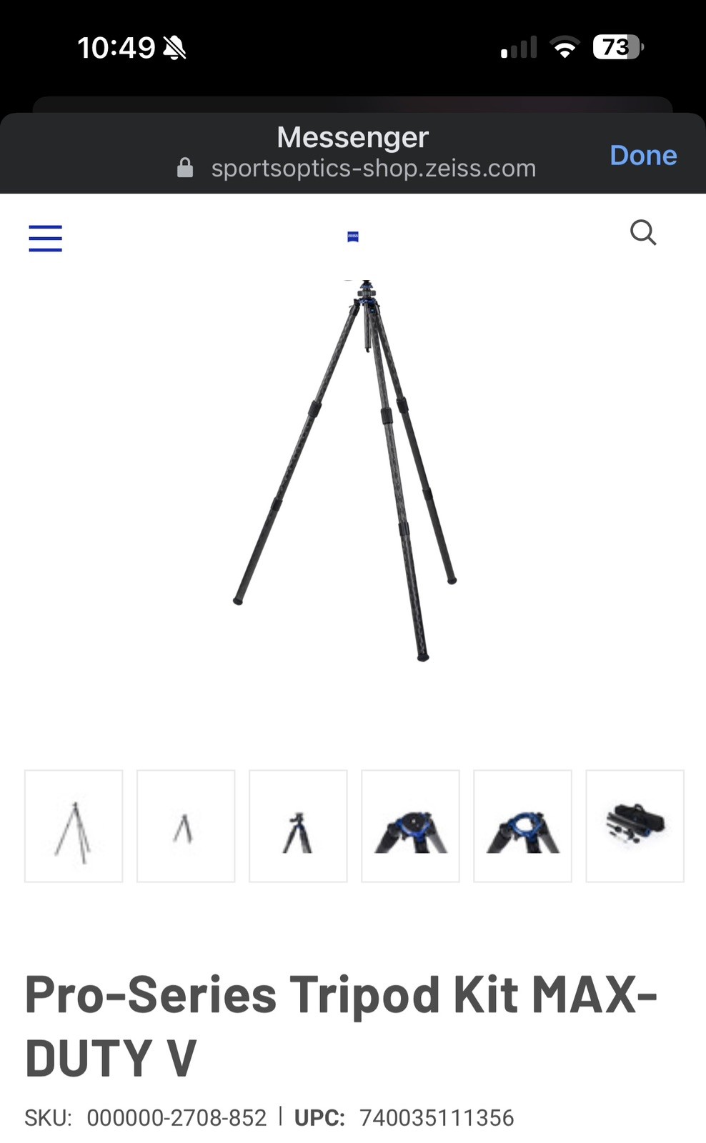ZEISS Pro-Series MAX-DUTY V Tripod Kit with V-60 Ball Head