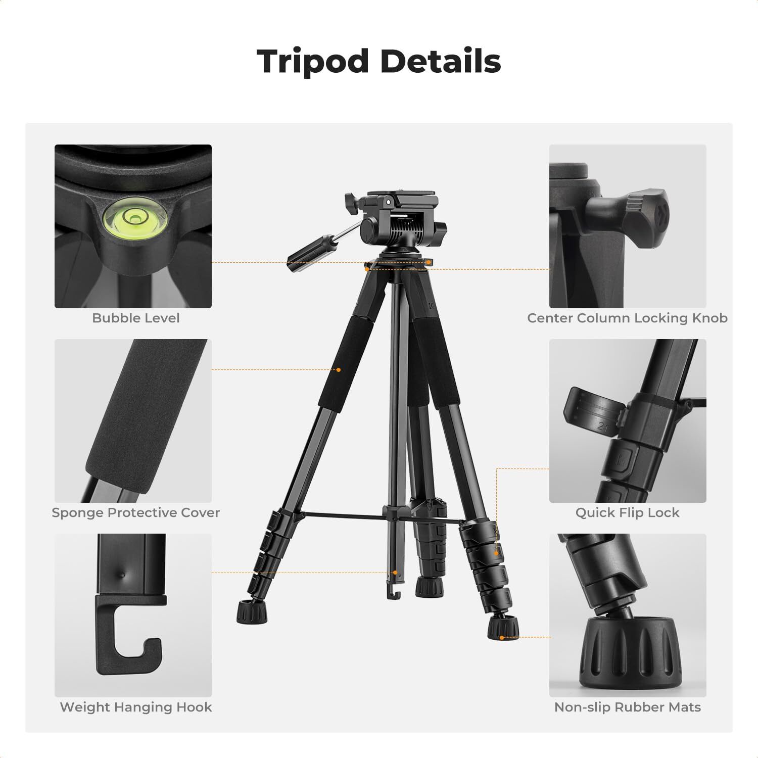 K&F Concept Camera Tripod 75″ Lightweight Travel DSLR Tripods for Camera Phone
